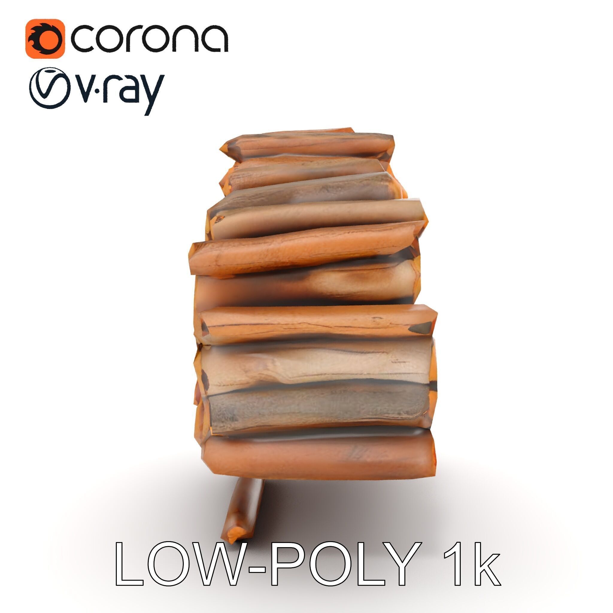 Stacked Firewood Model Pack for Realistic Environments Low-poly 3D model_15