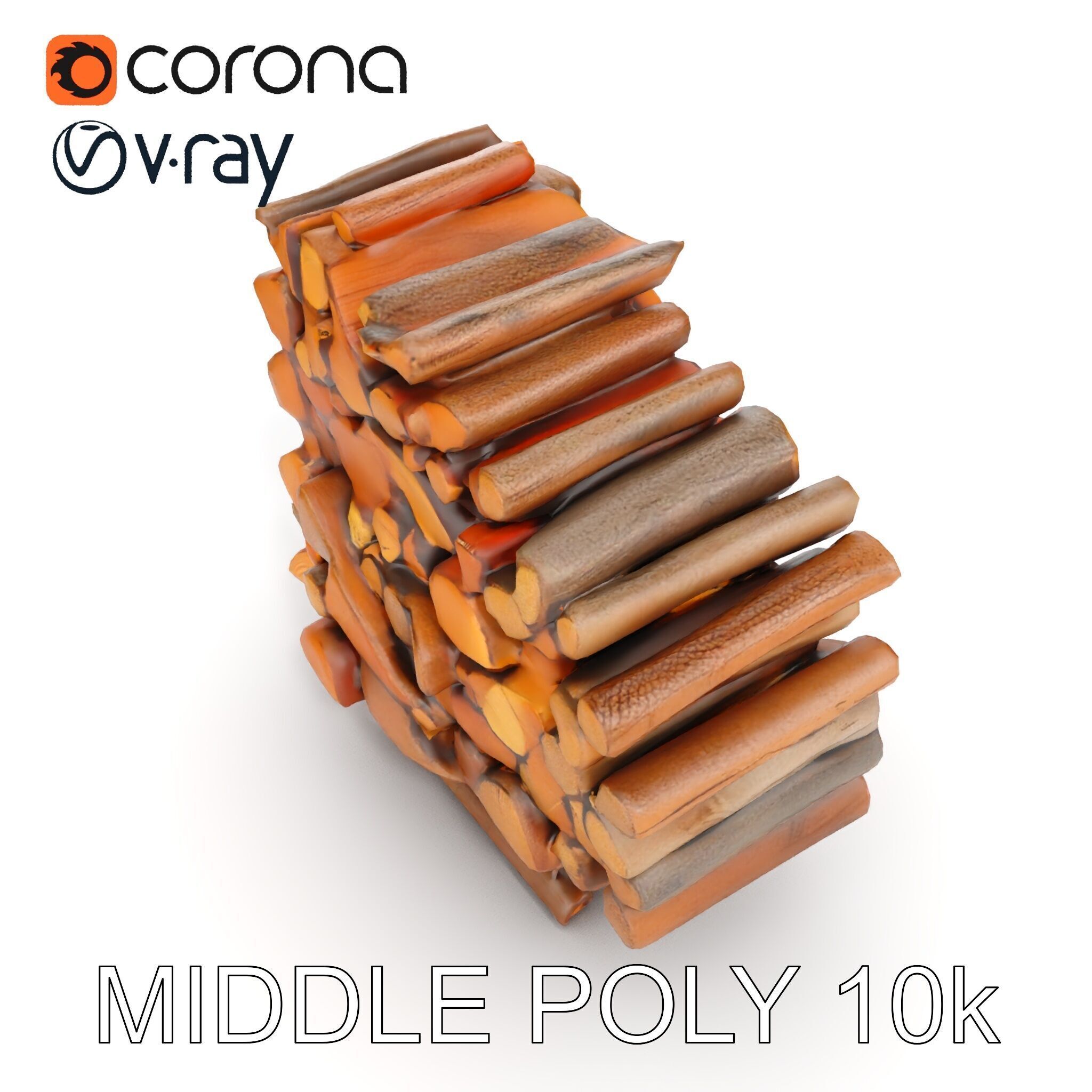 Stacked Firewood Model Pack for Realistic Environments Low-poly 3D model_6