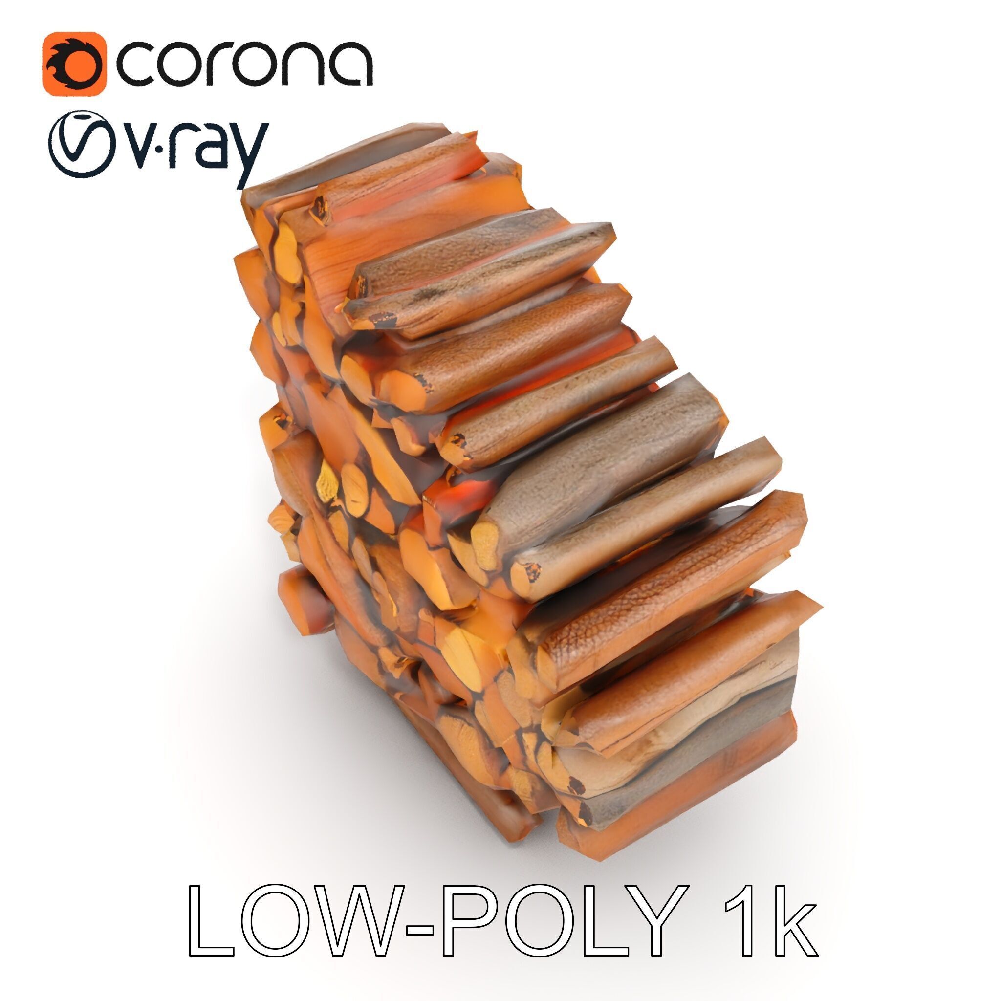 Stacked Firewood Model Pack for Realistic Environments Low-poly 3D model_12