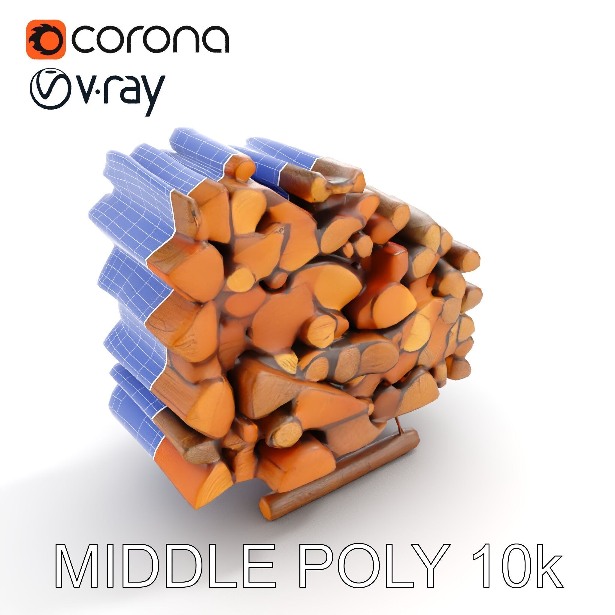 Stacked Firewood Model Pack for Realistic Environments Low-poly 3D model_16