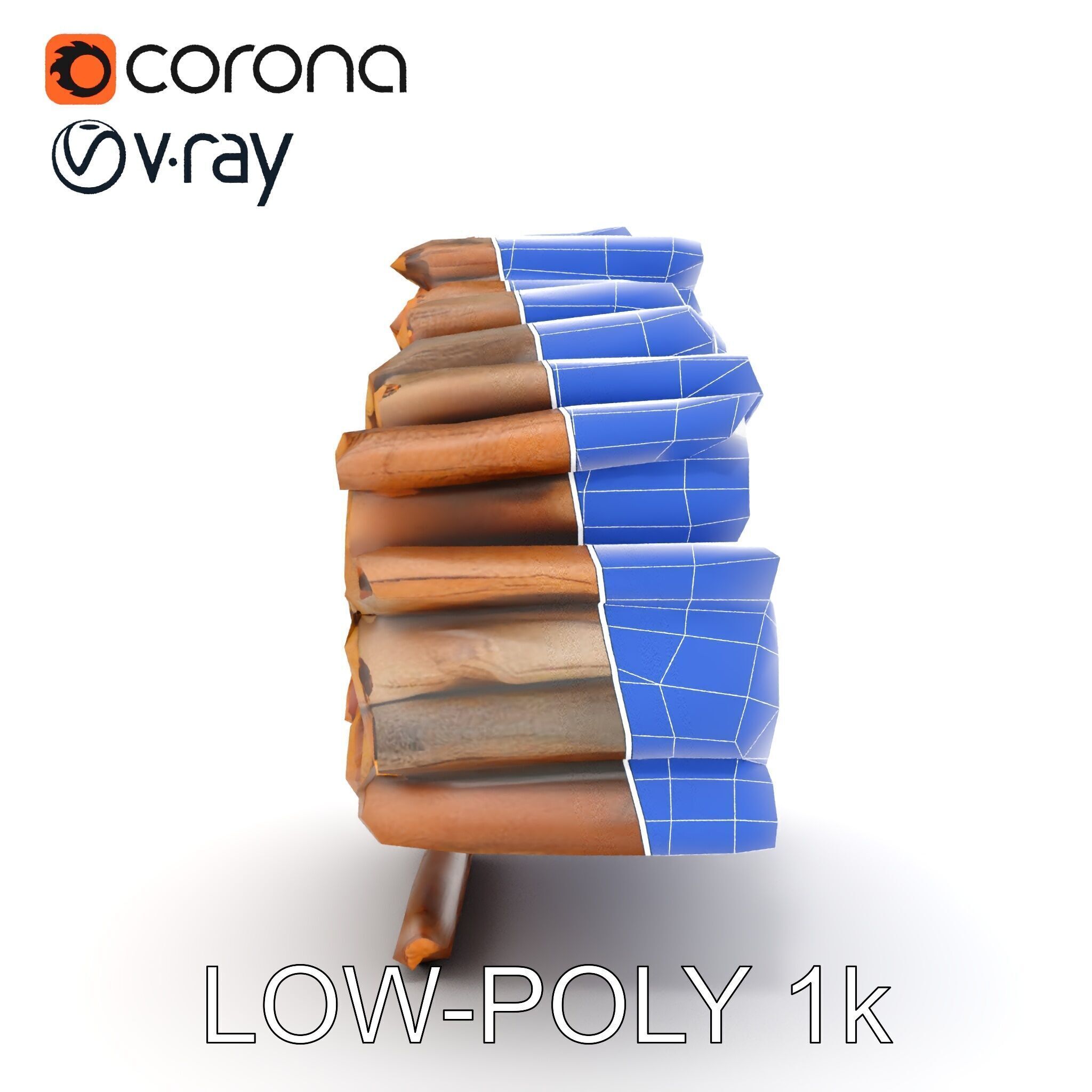 Stacked Firewood Model Pack for Realistic Environments Low-poly 3D model_17