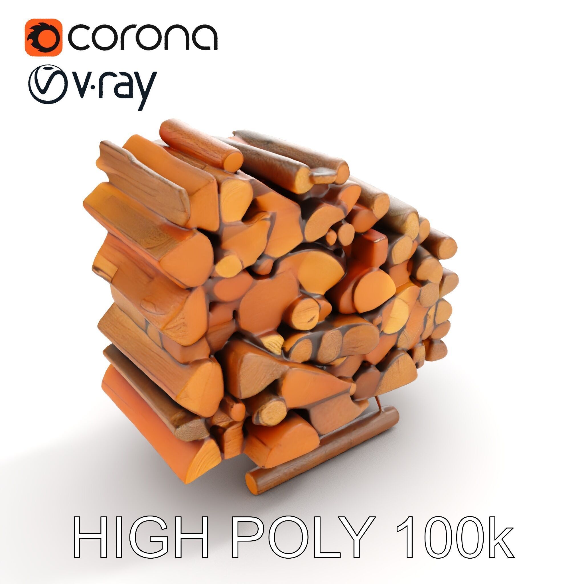 Stacked Firewood Model Pack for Realistic Environments Low-poly 3D model_10