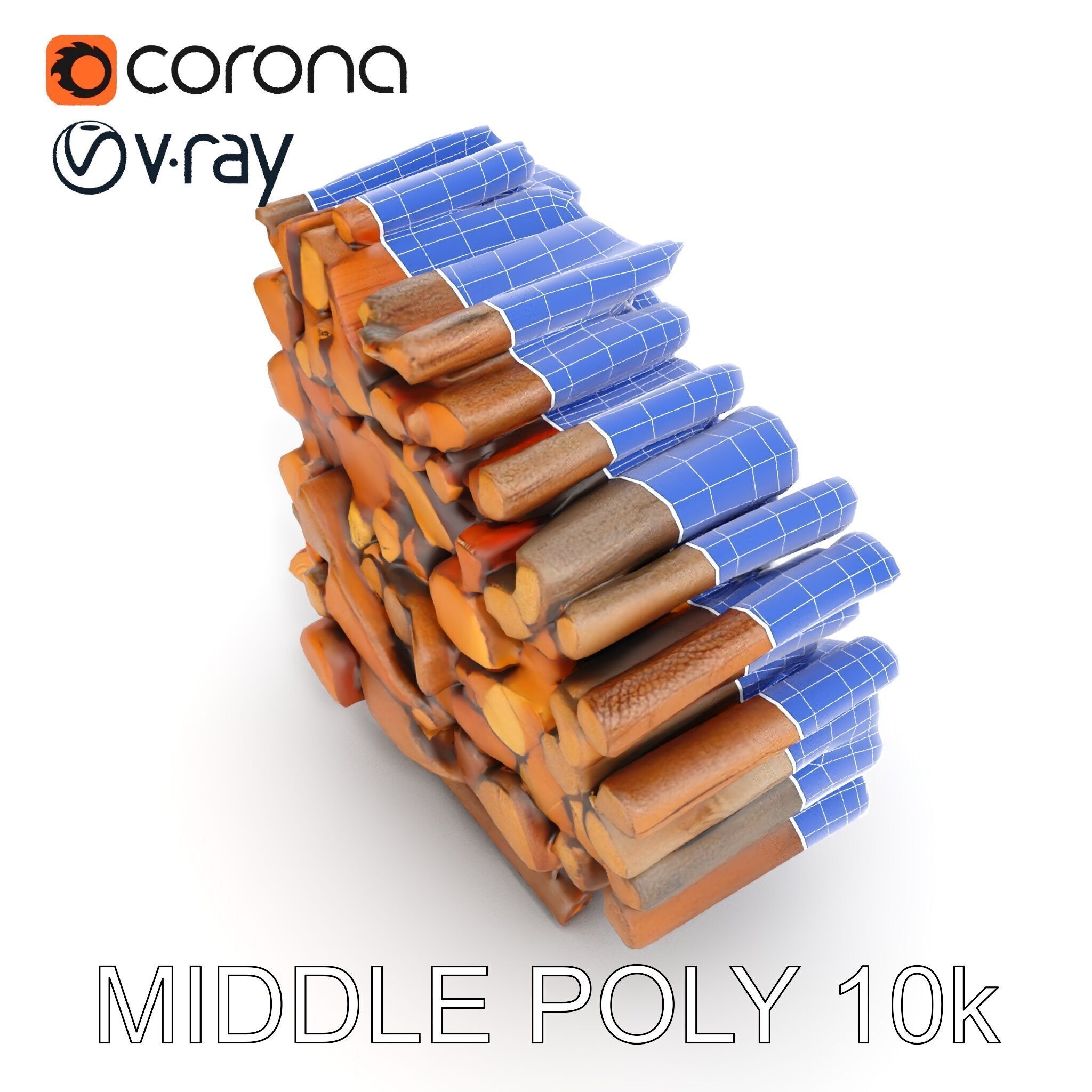 Stacked Firewood Model Pack for Realistic Environments Low-poly 3D model_27