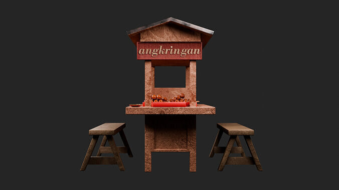Angkringan Indonesia Street Food cart 3D asset Full Bundle Low-poly 3D model