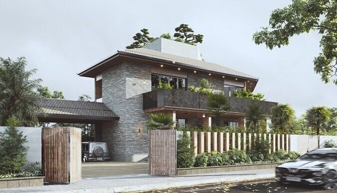 Modern villa exterior model 3D model