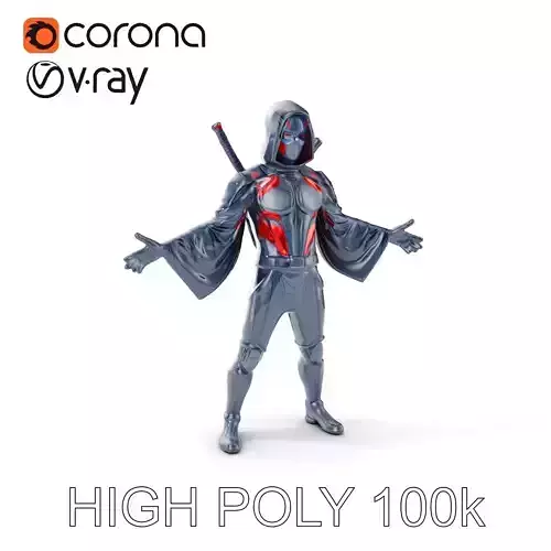 Stealthy Cyber Ninja Character Model  Rigged and Animated