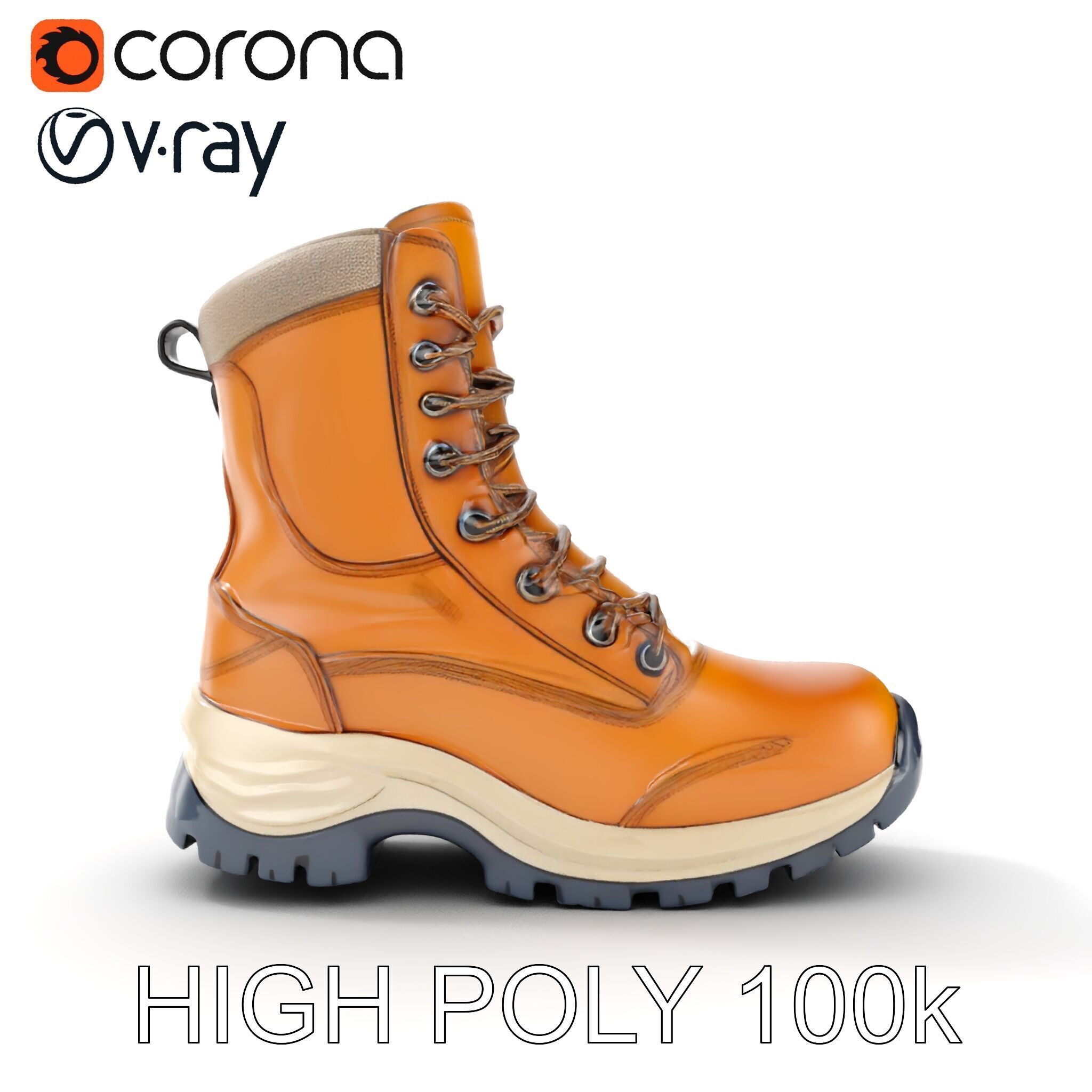 Rugged Hiking Boot D Model Pack for Game Development Low-poly 3D model_29
