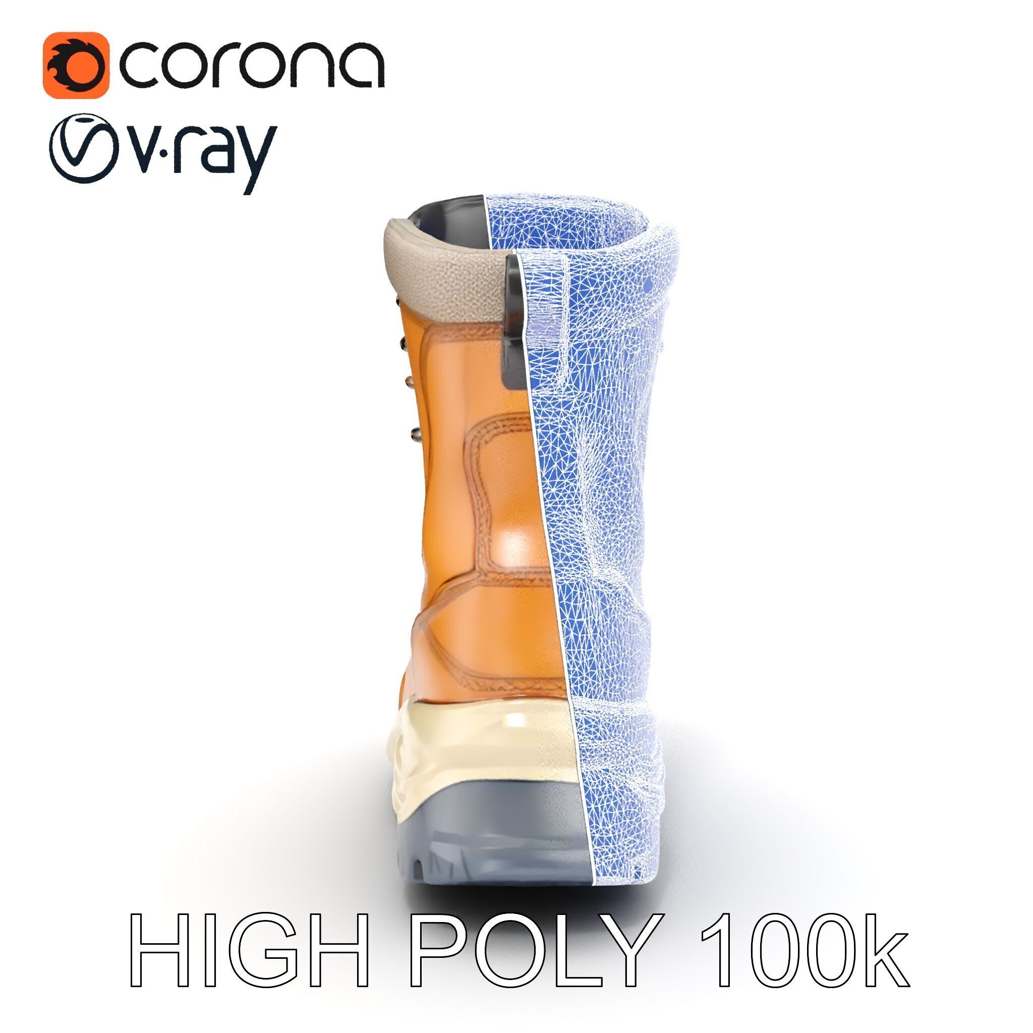 Rugged Hiking Boot D Model Pack for Game Development Low-poly 3D model_31