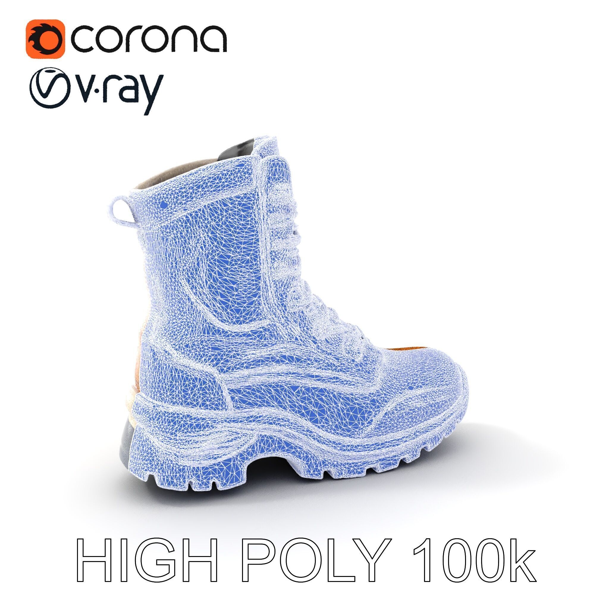 Rugged Hiking Boot D Model Pack for Game Development Low-poly 3D model_18