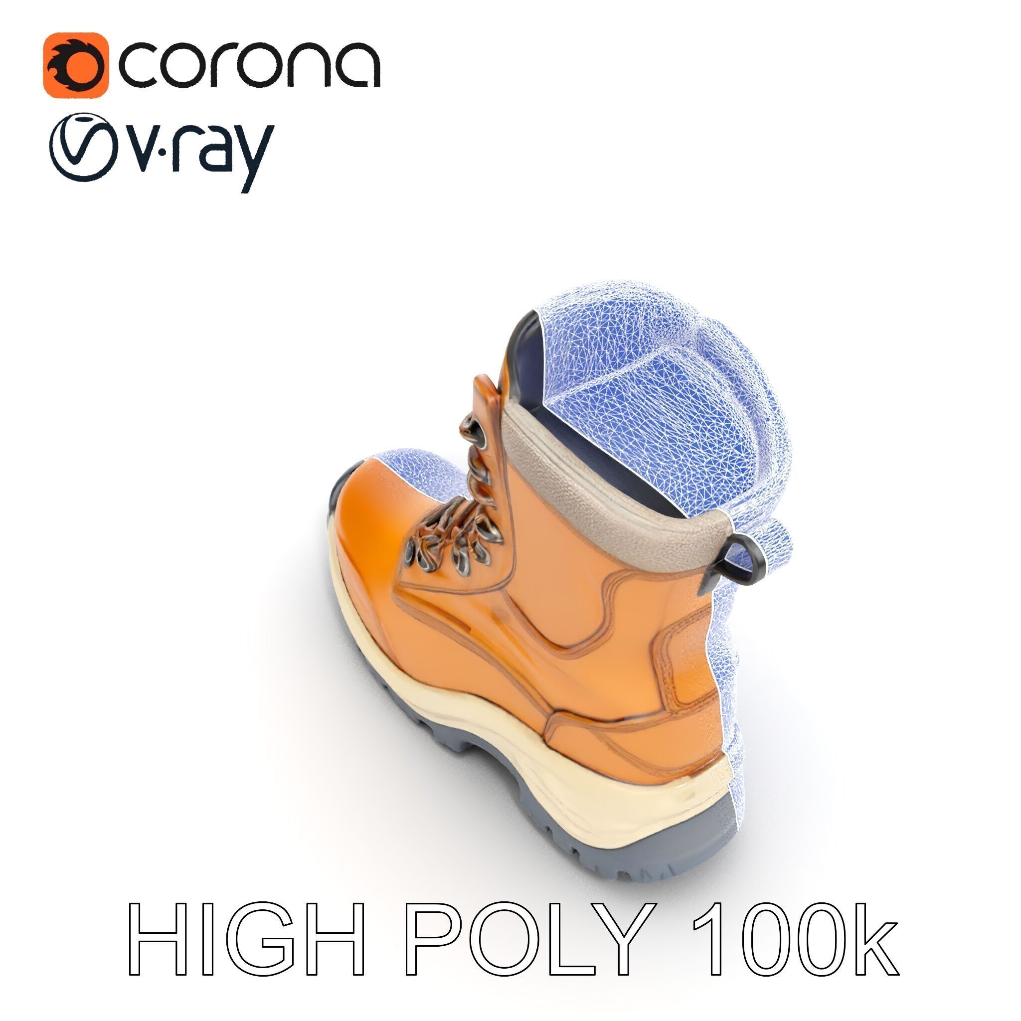 Rugged Hiking Boot D Model Pack for Game Development Low-poly 3D model_32