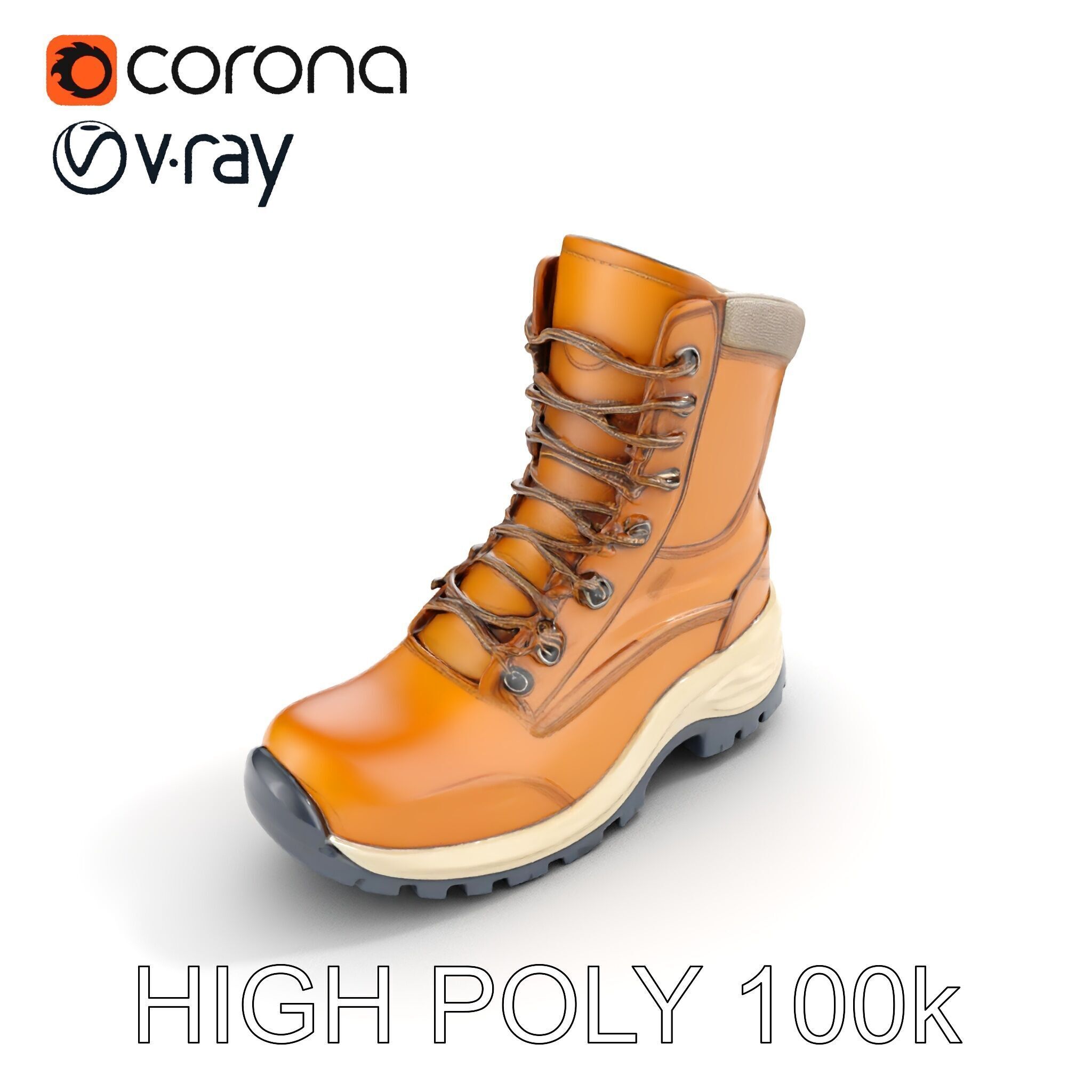 Rugged Hiking Boot D Model Pack for Game Development Low-poly 3D model_8
