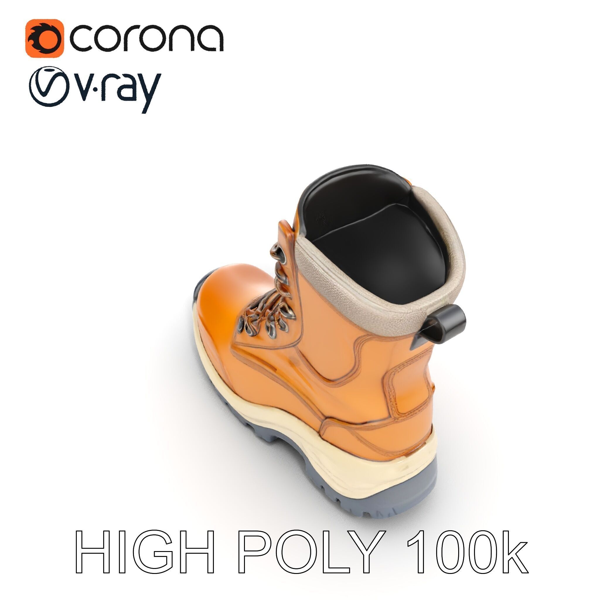 Rugged Hiking Boot D Model Pack for Game Development Low-poly 3D model_15