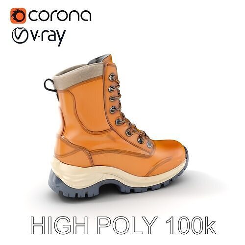 Rugged Hiking Boot D Model Pack for Game Development Low-poly 3D model