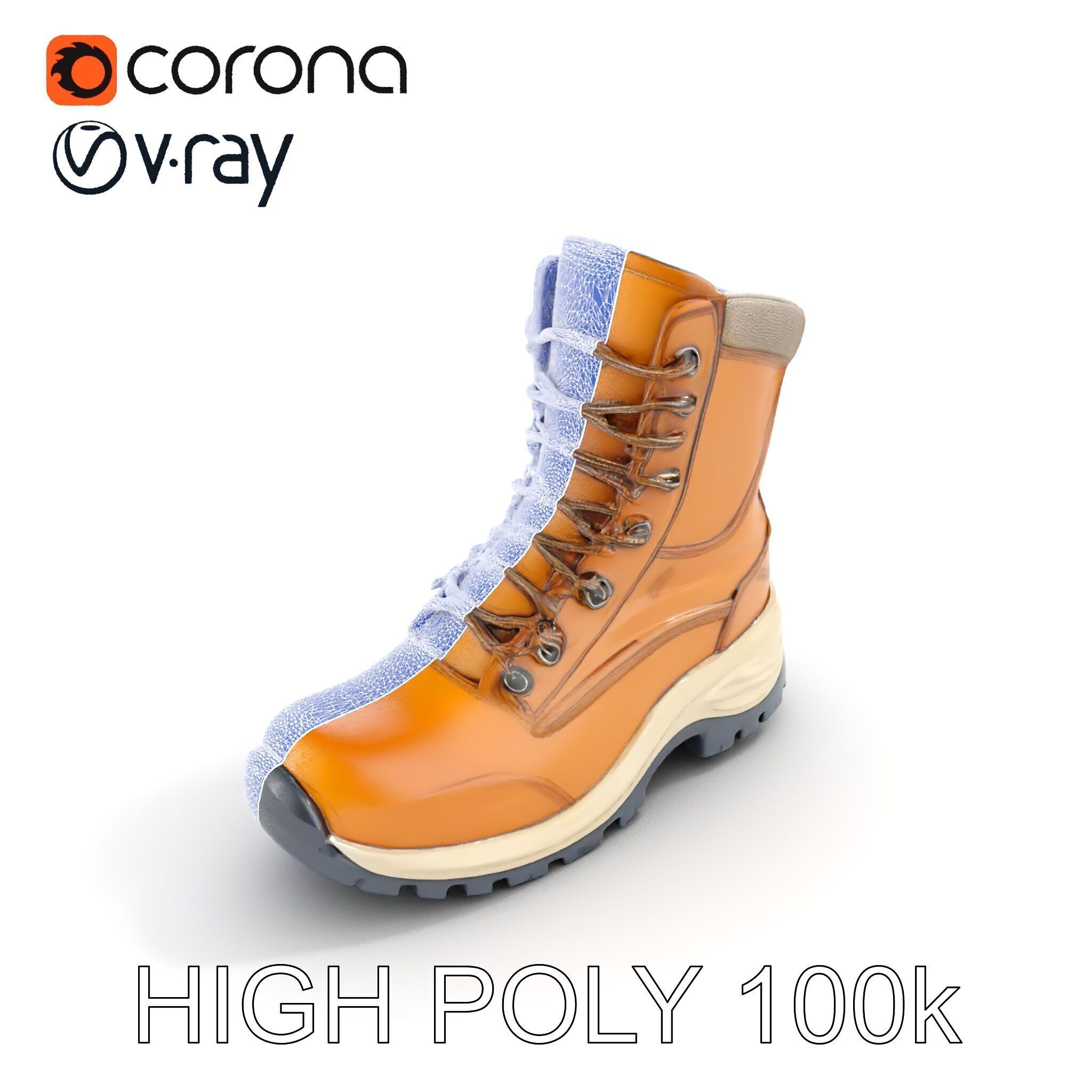 Rugged Hiking Boot D Model Pack for Game Development Low-poly 3D model_10