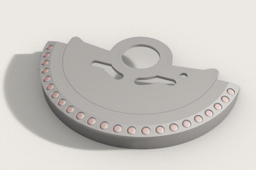 Watch Hammer Rotor with 1mm stones for NH35 3D print model_24