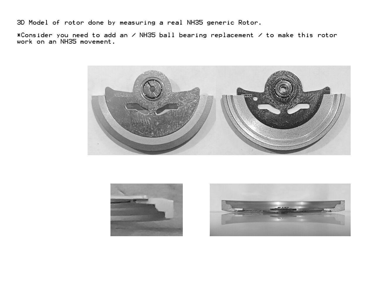 Watch Hammer Rotor with 1mm stones for NH35 3D print model_1