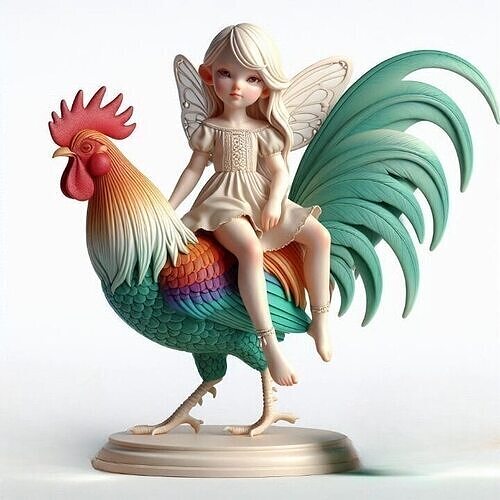 919 Fairy Rider COLORFUL 3D Printed Ivory Style Statue 3D print model