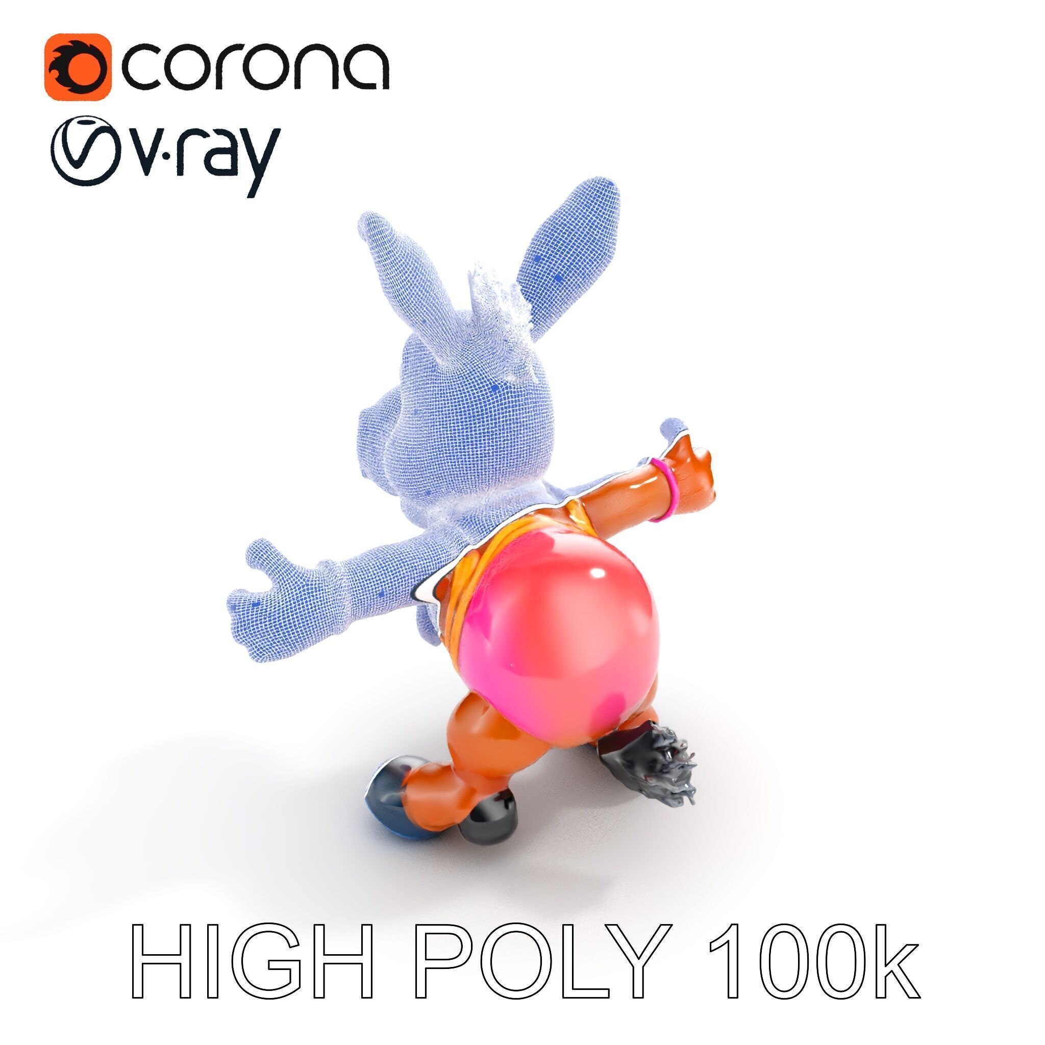 Cartoon Donkey Character Rigged and Animated for Games Low-poly 3D model_26