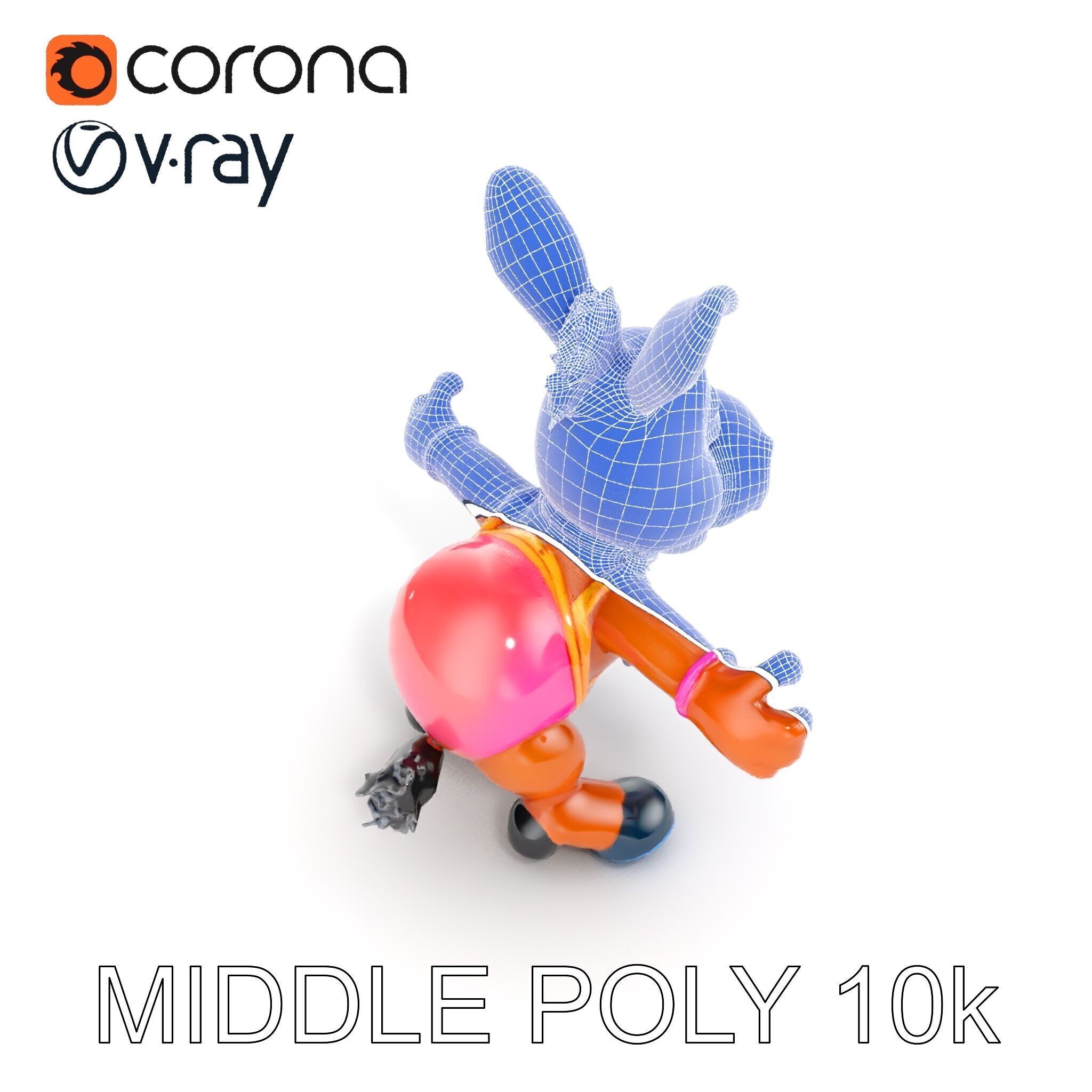 Cartoon Donkey Character Rigged and Animated for Games Low-poly 3D model_30