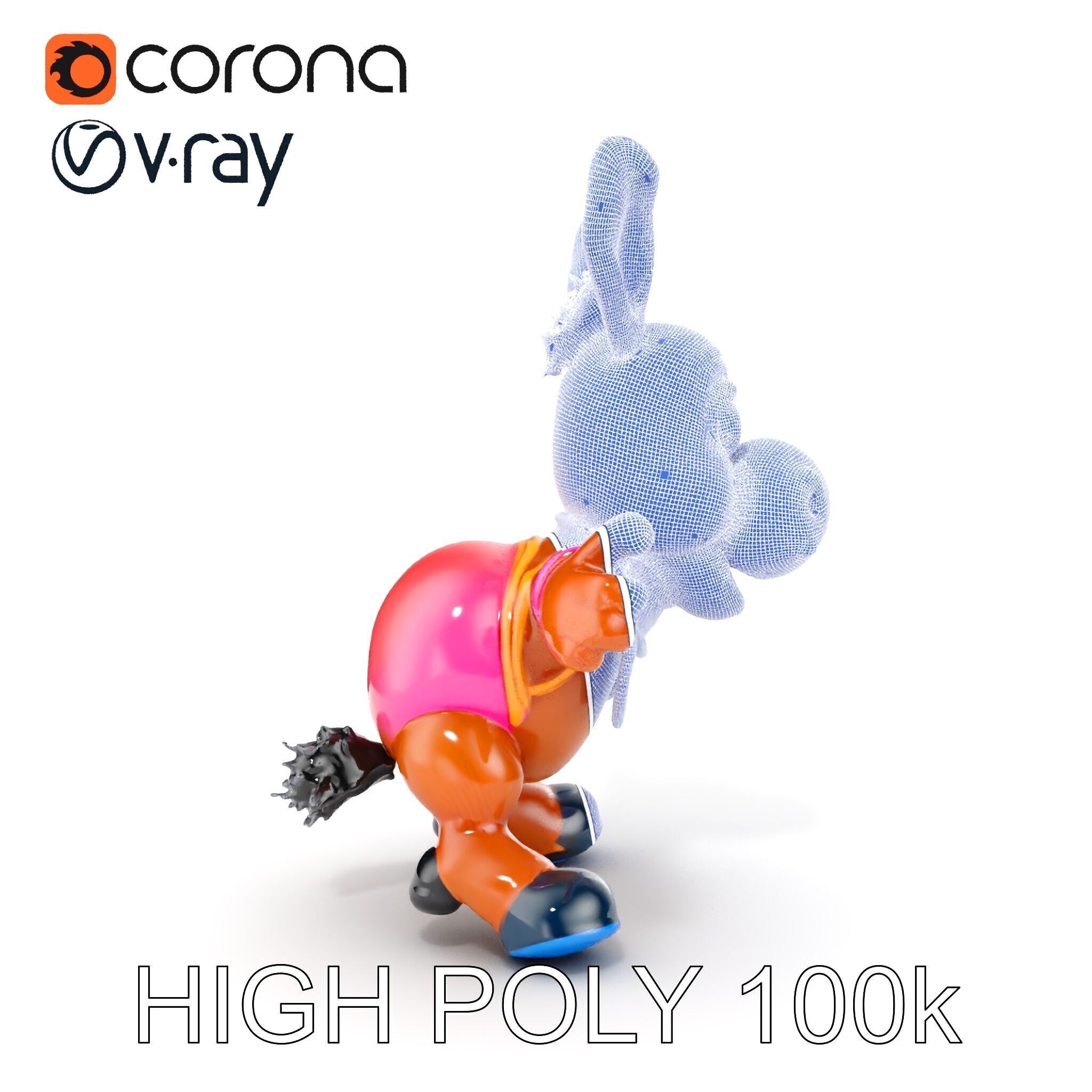 Cartoon Donkey Character Rigged and Animated for Games Low-poly 3D model_35