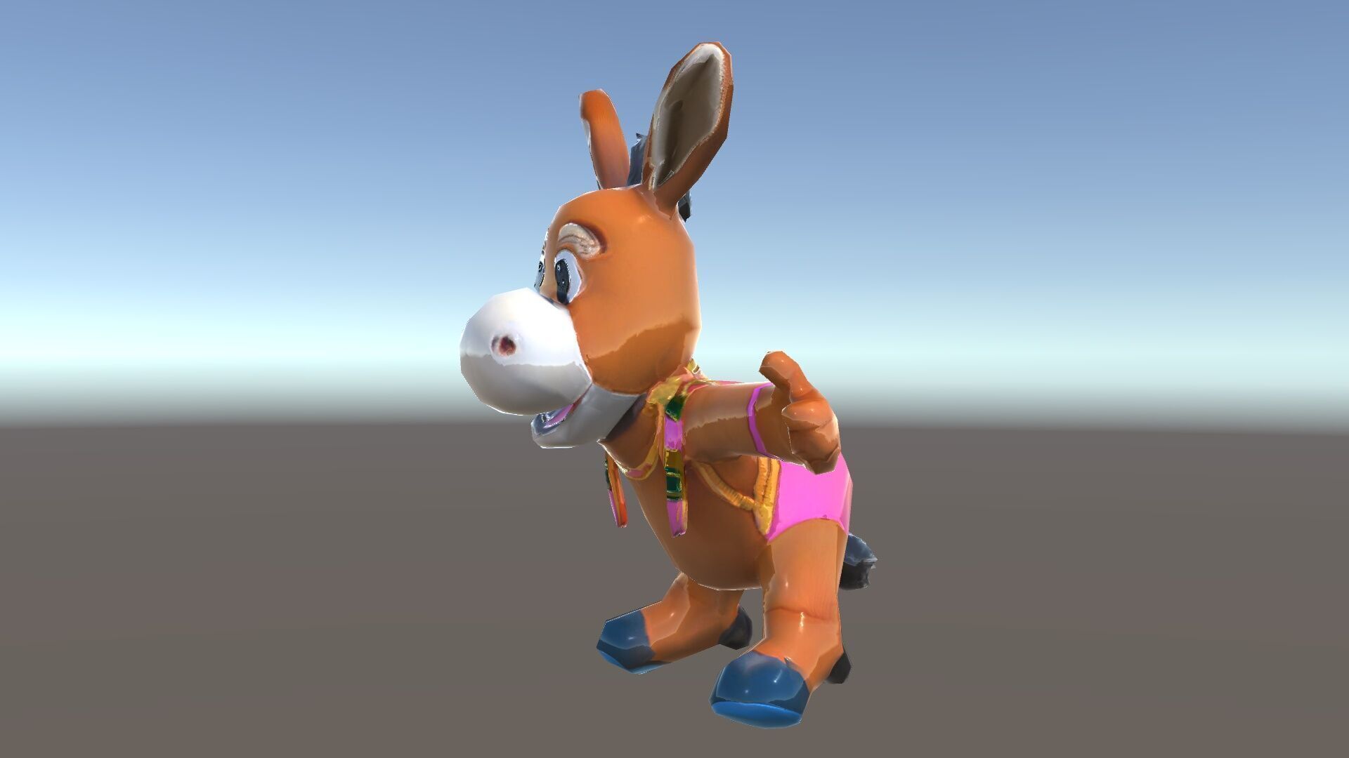 Cartoon Donkey Character Rigged and Animated for Games Low-poly 3D model_34