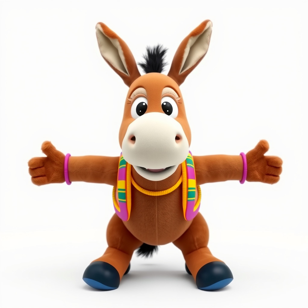 Cartoon Donkey Character Rigged and Animated for Games Low-poly 3D model_2
