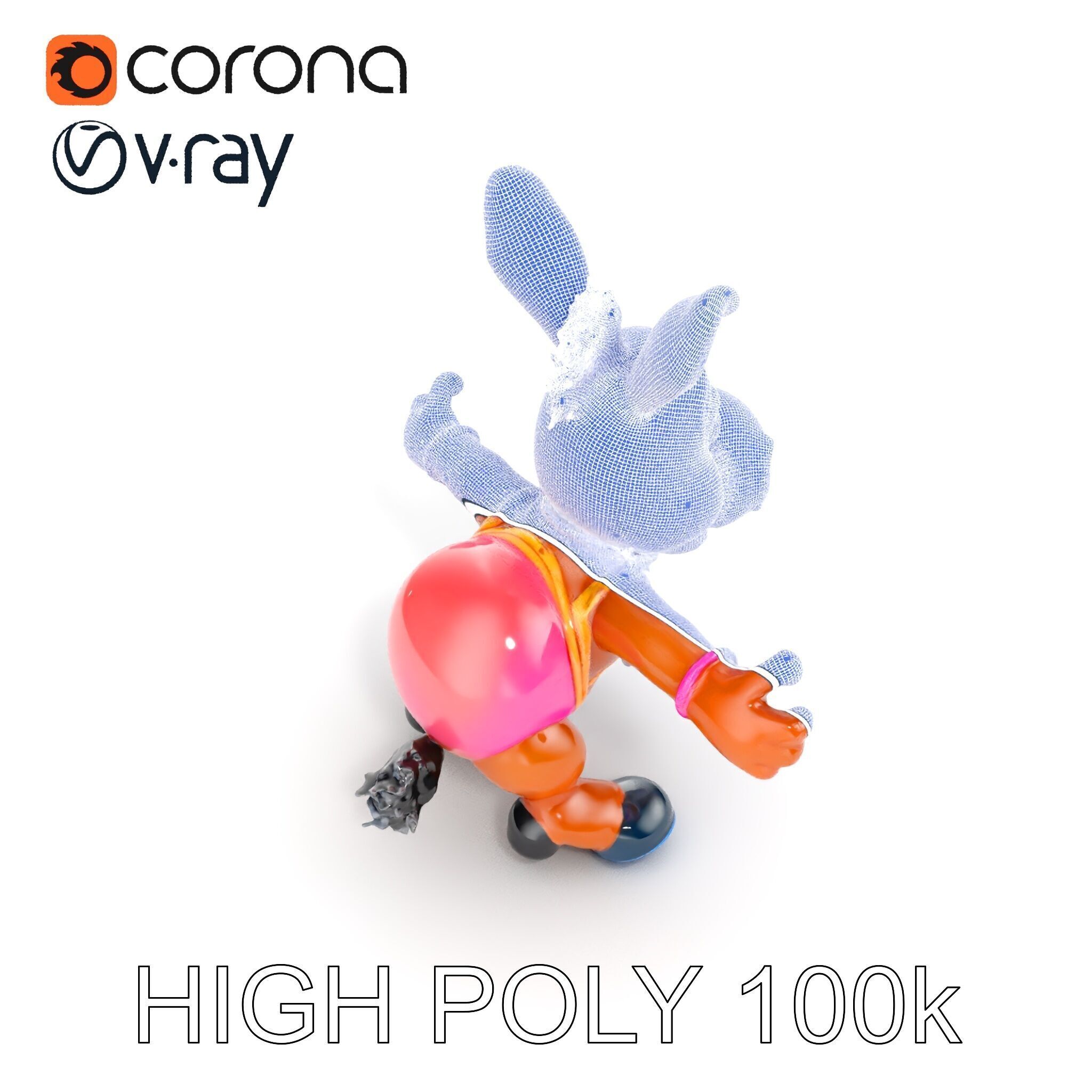 Cartoon Donkey Character Rigged and Animated for Games Low-poly 3D model_32