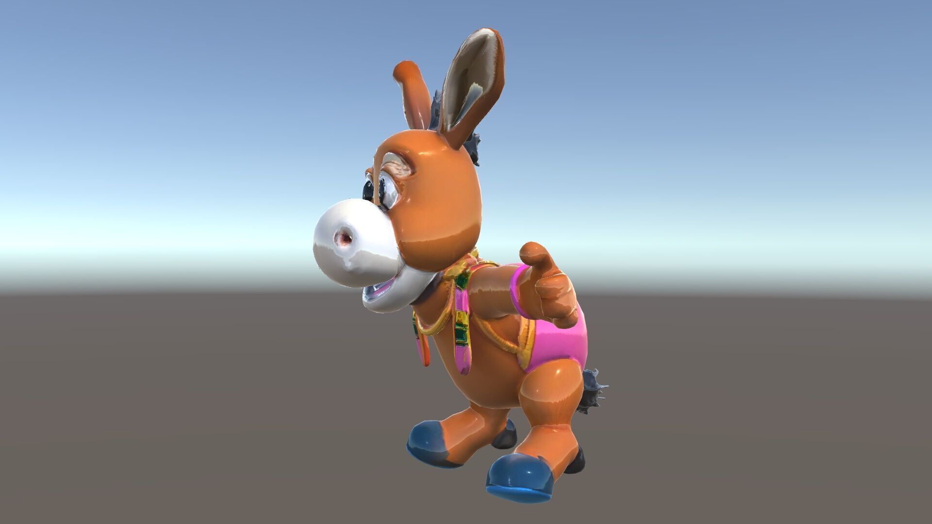 Cartoon Donkey Character Rigged and Animated for Games Low-poly 3D model_37