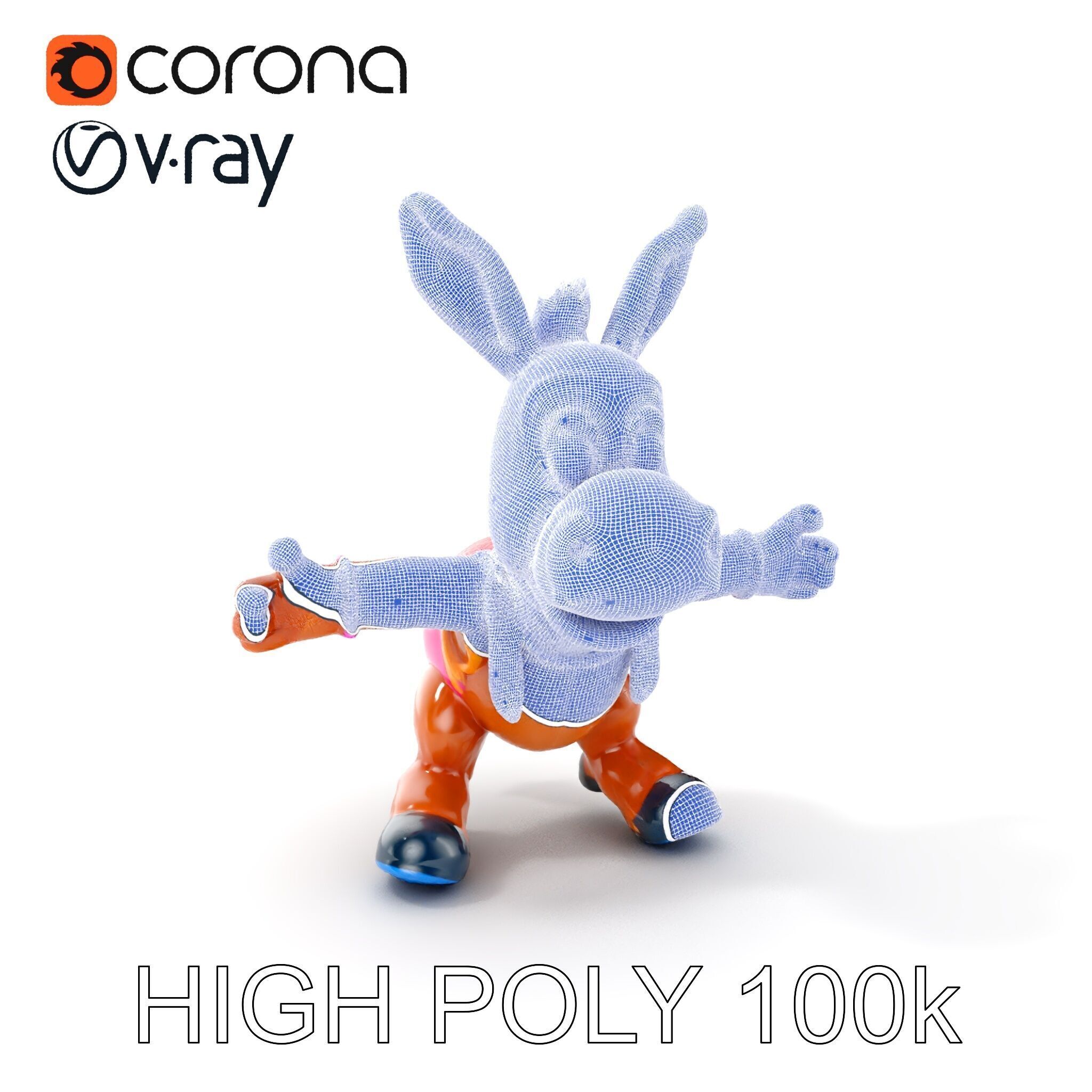 Cartoon Donkey Character Rigged and Animated for Games Low-poly 3D model_4