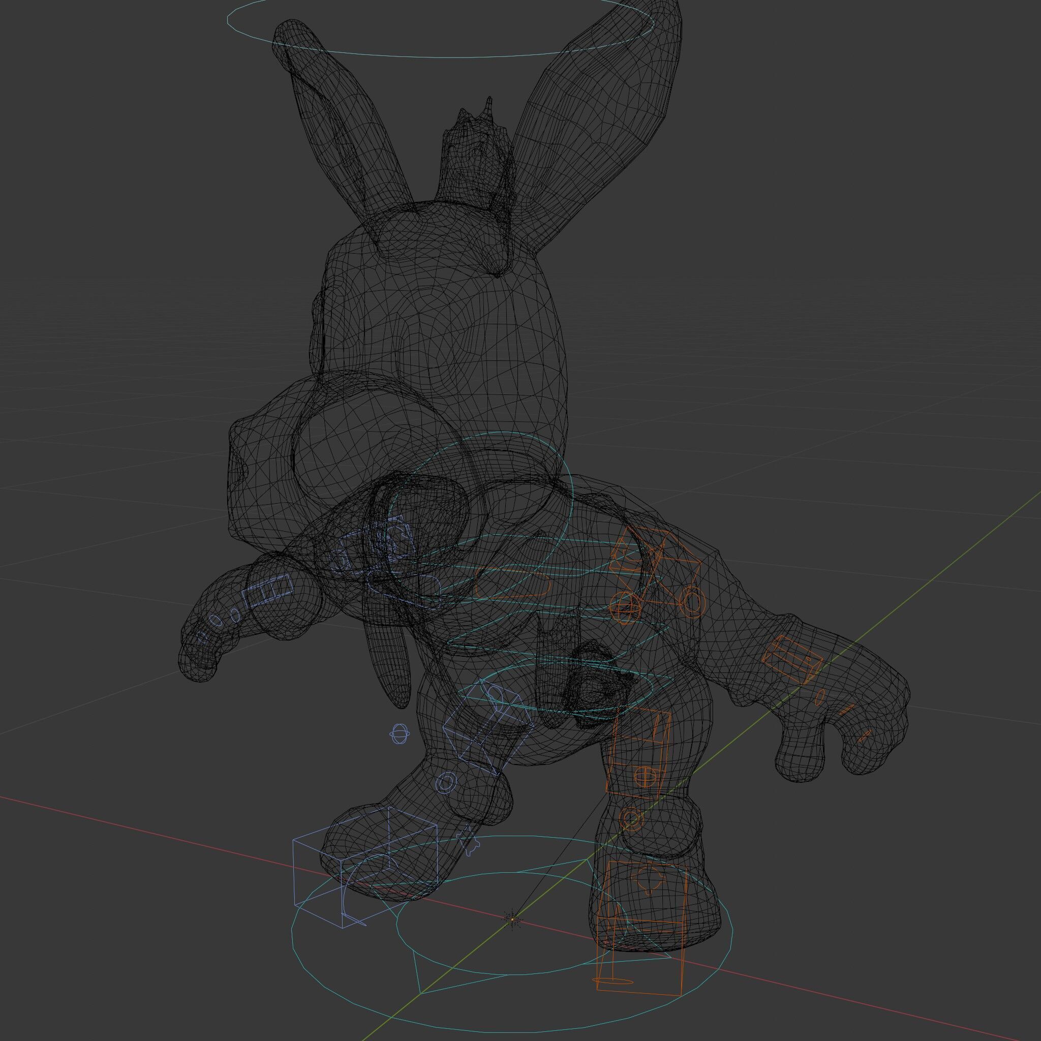 Cartoon Donkey Character Rigged and Animated for Games Low-poly 3D model_8