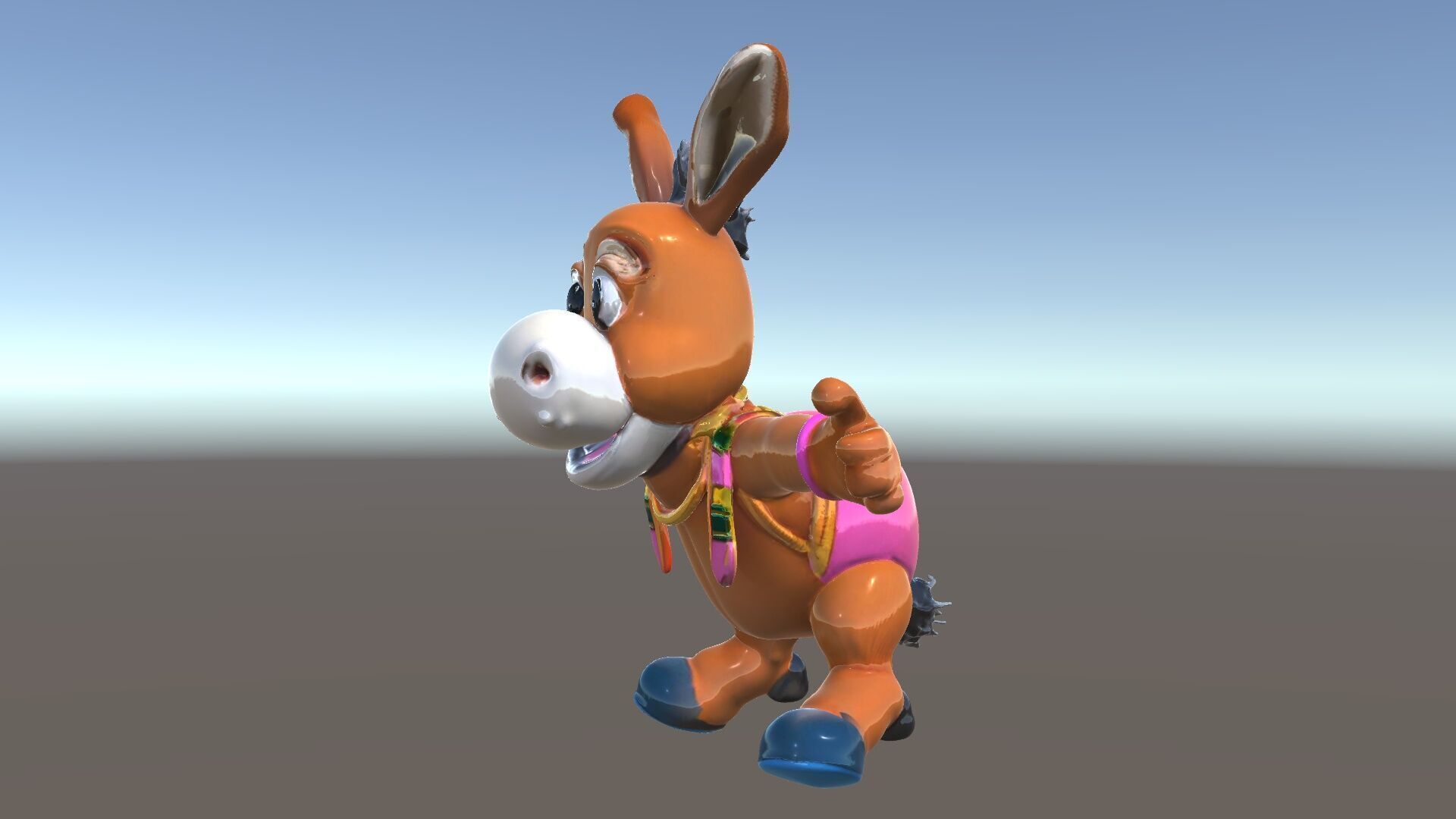 Cartoon Donkey Character Rigged and Animated for Games Low-poly 3D model_5