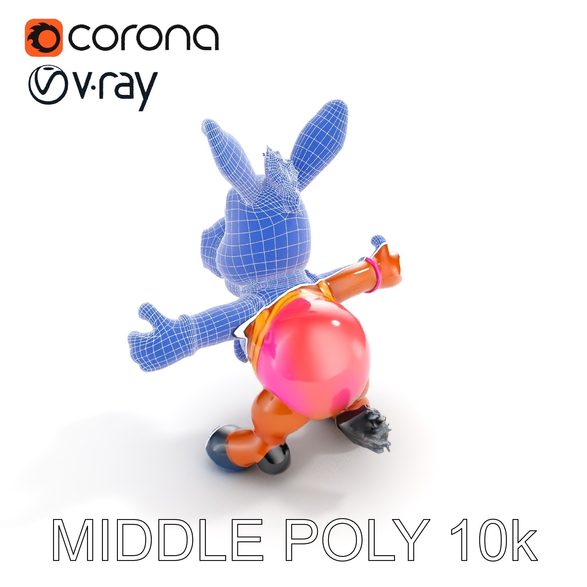 Cartoon Donkey Character Rigged and Animated for Games Low-poly 3D model_18