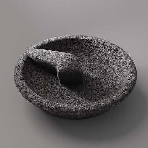 Traditional Stone Mortar and Pestle Ulekan3D Free low-poly 3D model