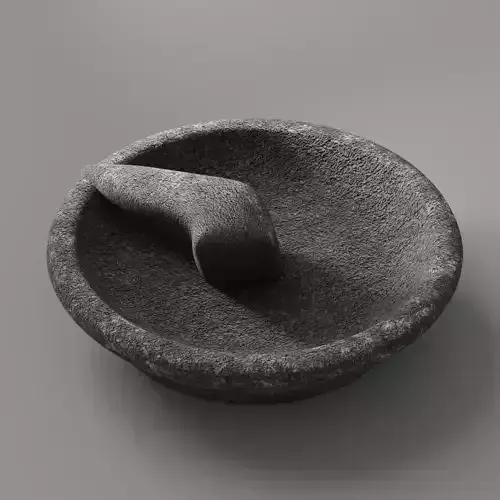 Traditional Stone Mortar and Pestle Ulekan3D
