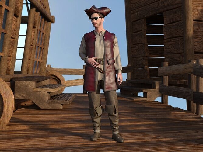 Pirate Rigged Low-poly 3D model