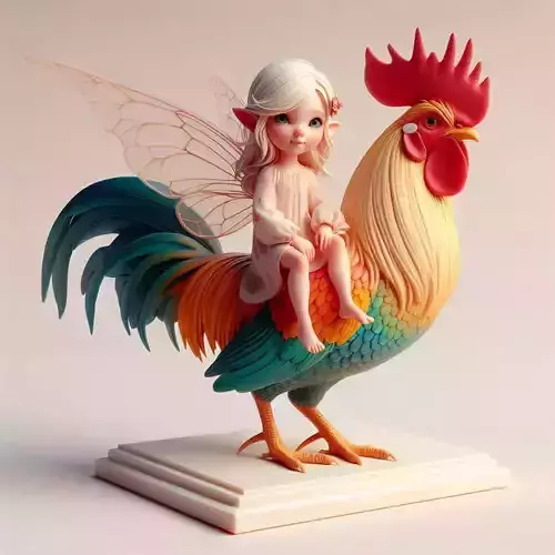 921 Fairy Rider COLORFUL 3D Printed Ivory Style Statue