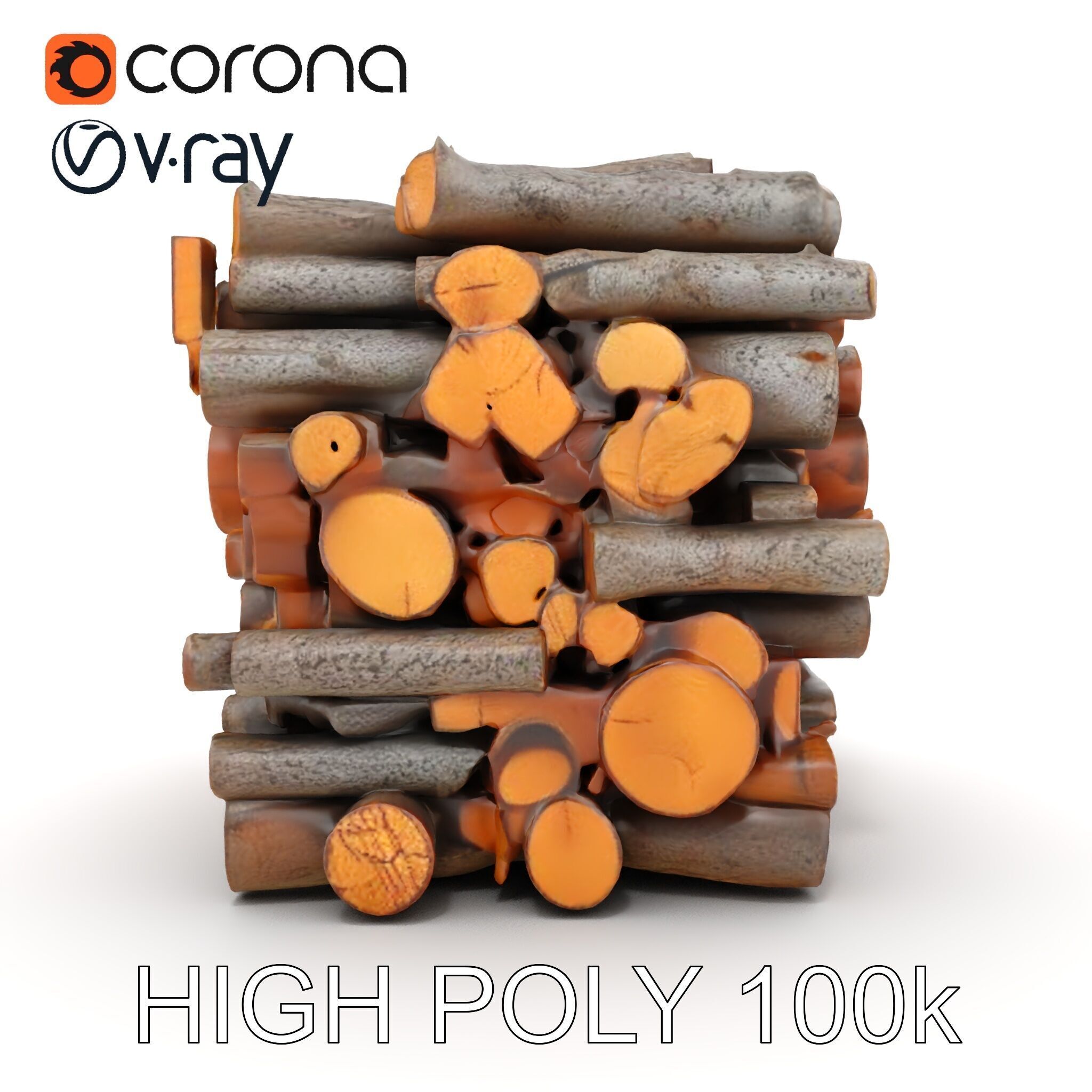 Stacked Wood Logs Model Pack Low-poly 3D model_20
