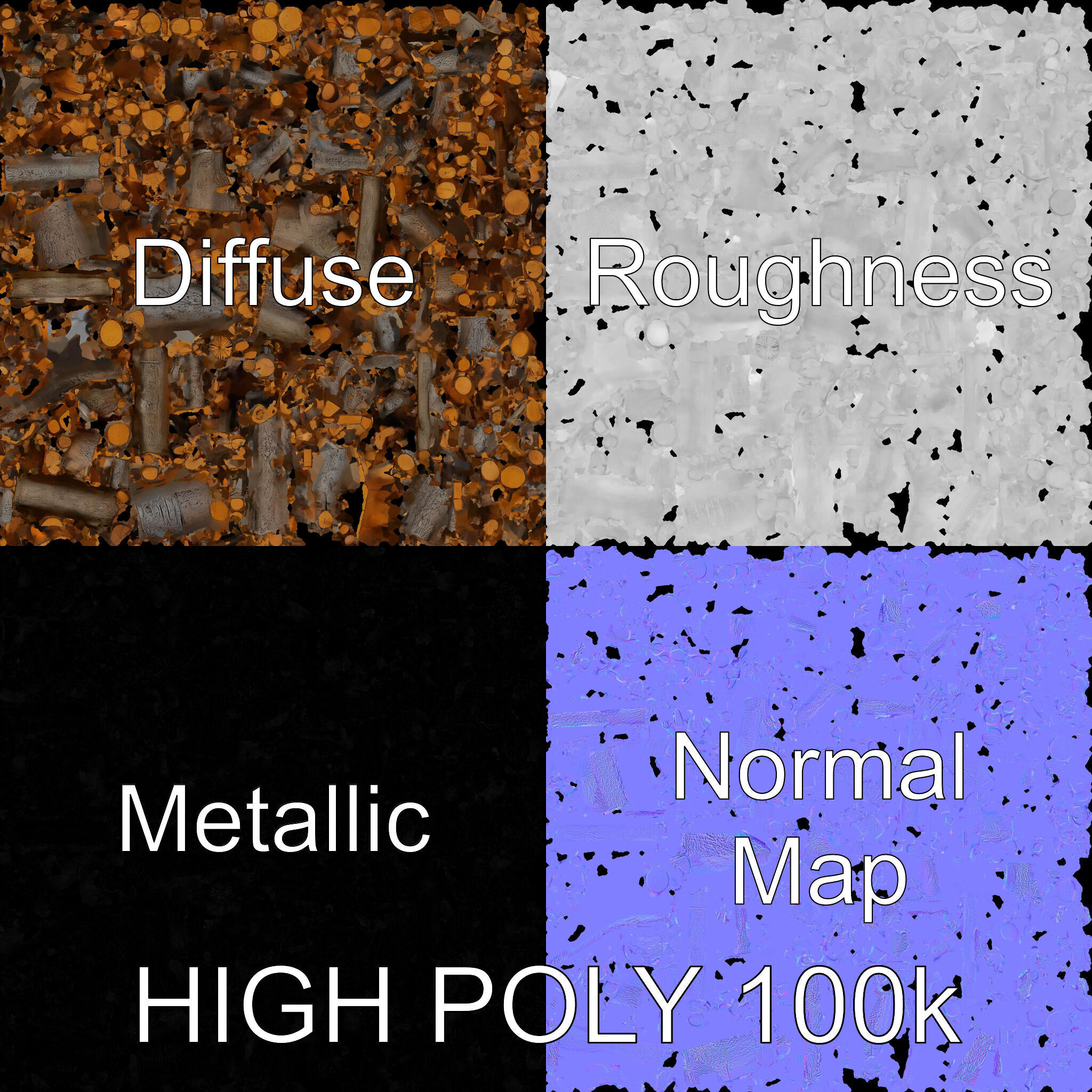 Stacked Wood Logs Model Pack Low-poly 3D model_3