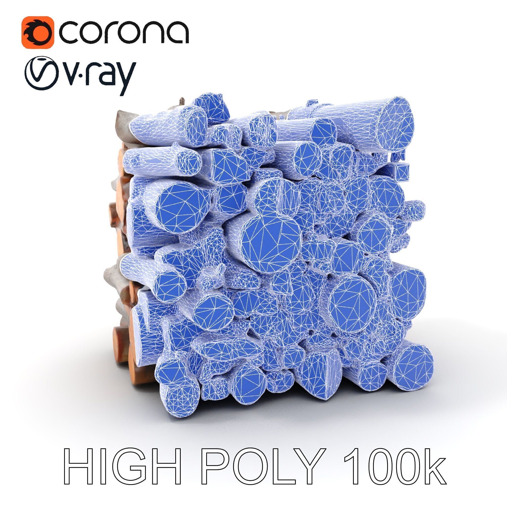 Stacked Wood Logs Model Pack Low-poly 3D model_4