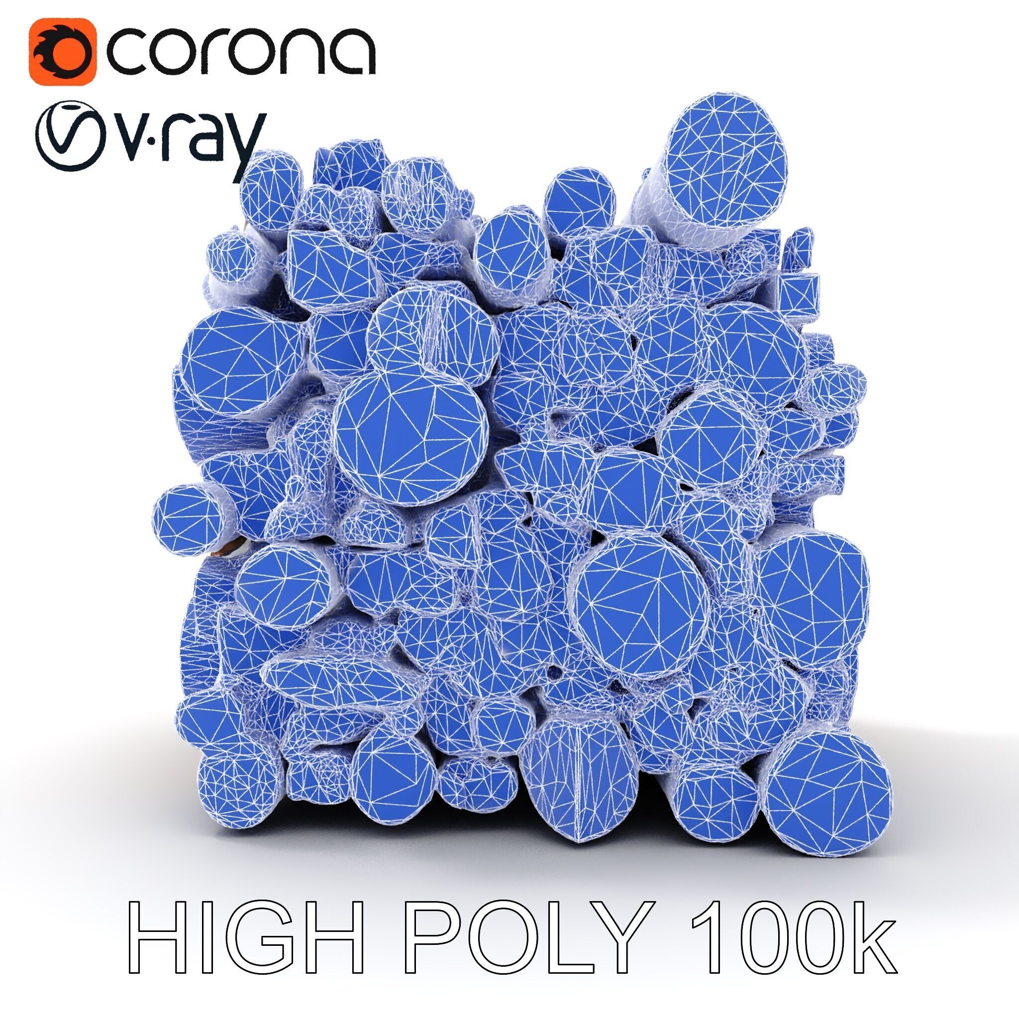 Stacked Wood Logs Model Pack Low-poly 3D model_19