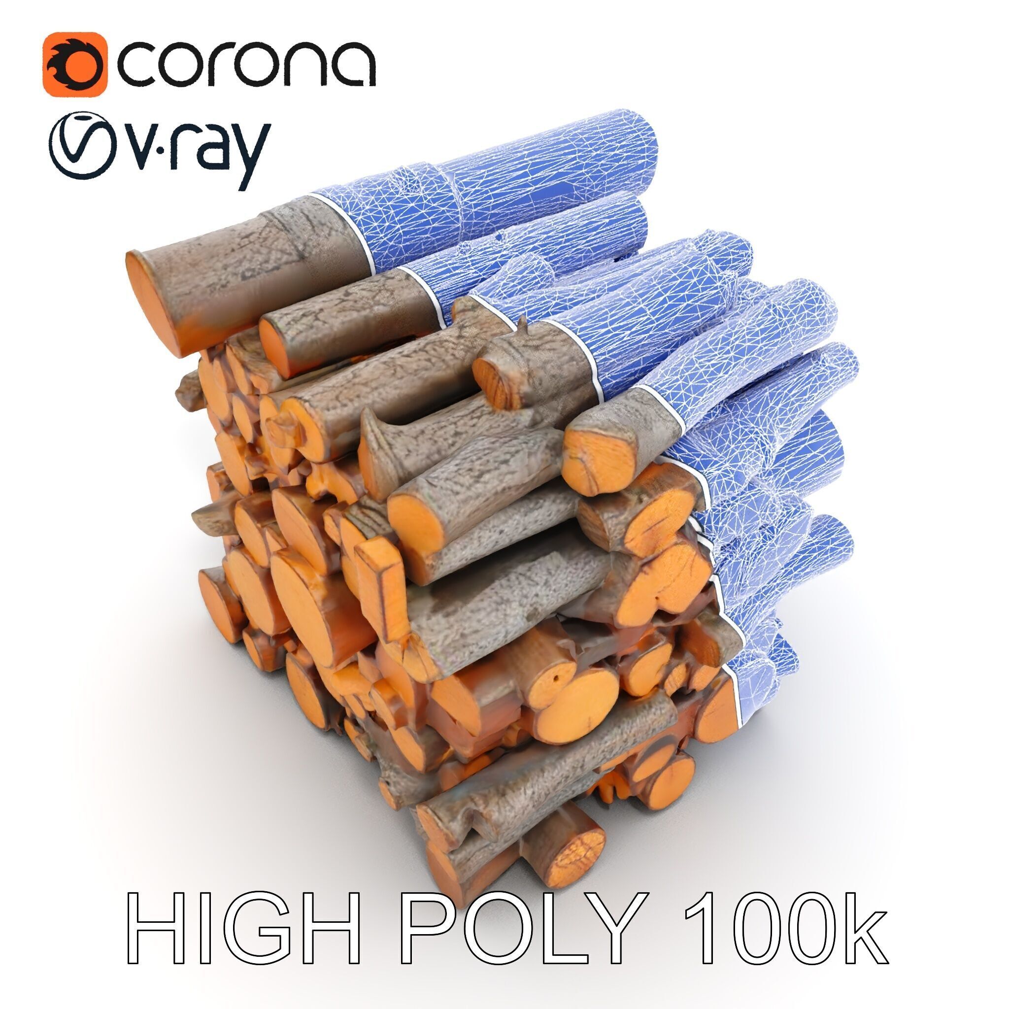 Stacked Wood Logs Model Pack Low-poly 3D model_18