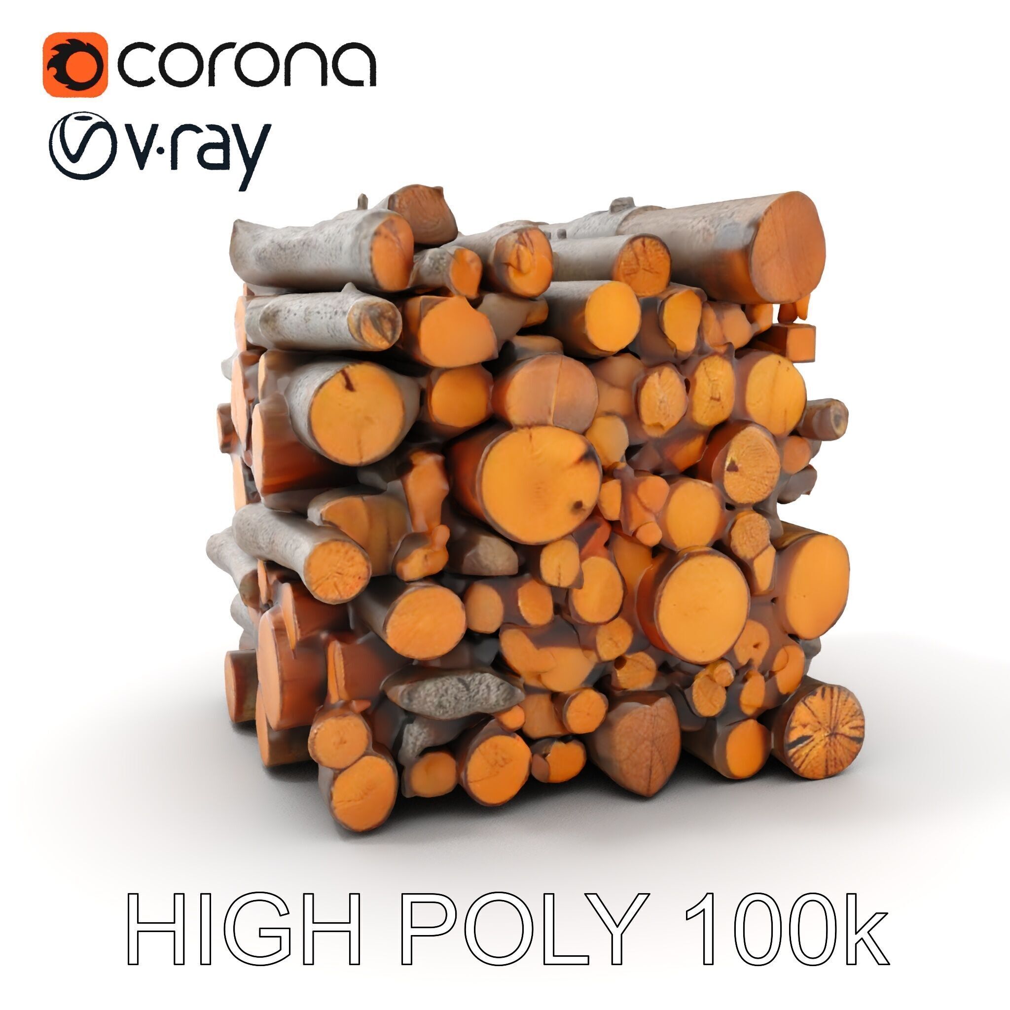 Stacked Wood Logs Model Pack Low-poly 3D model_11