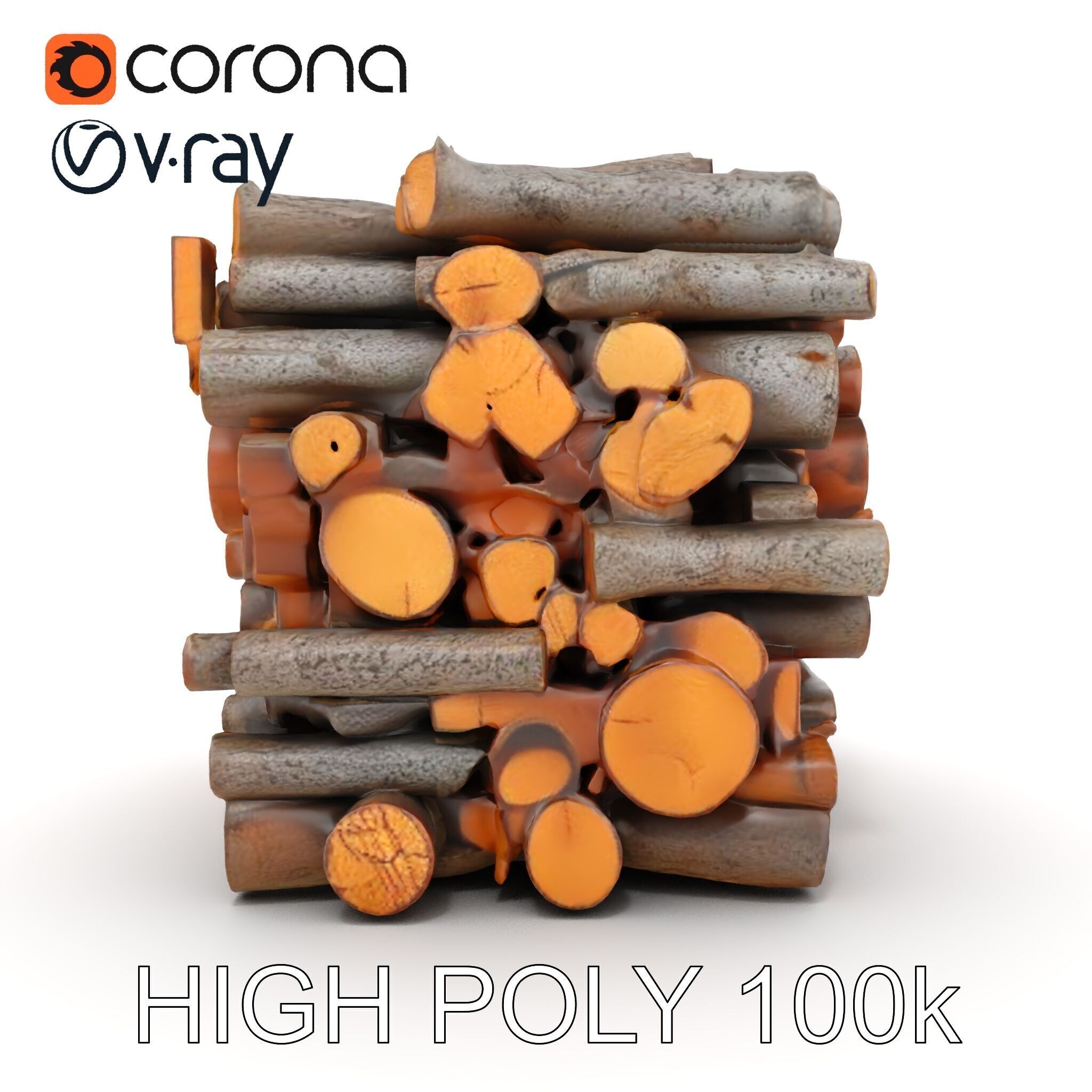 Stacked Wood Logs Model Pack Low-poly 3D model_16