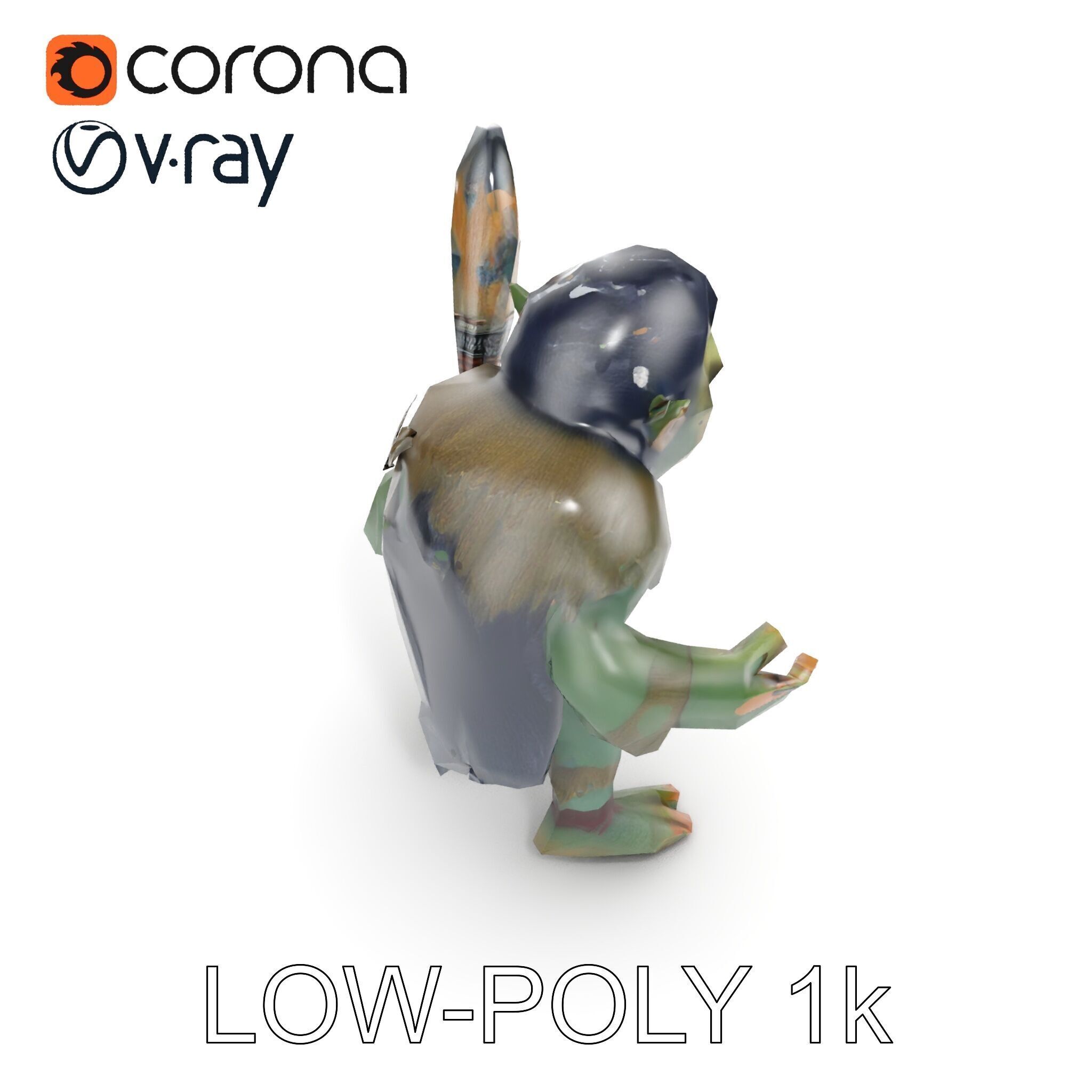 Goblin Warrior Character Model  Rigged and Animated Low-poly 3D model_14