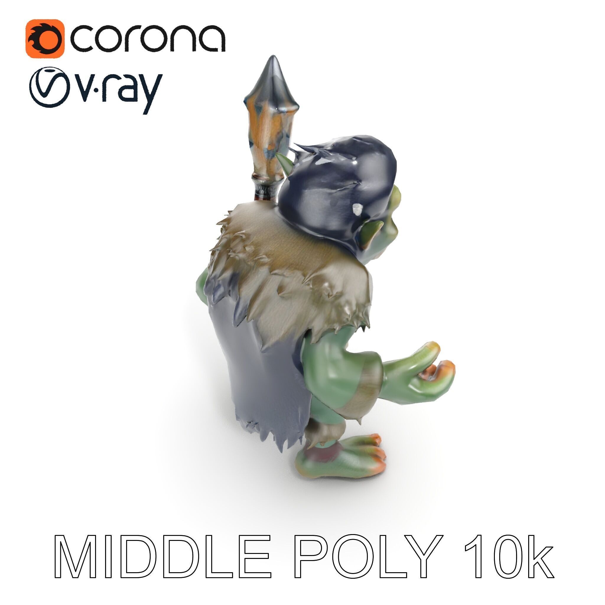 Goblin Warrior Character Model  Rigged and Animated Low-poly 3D model_10