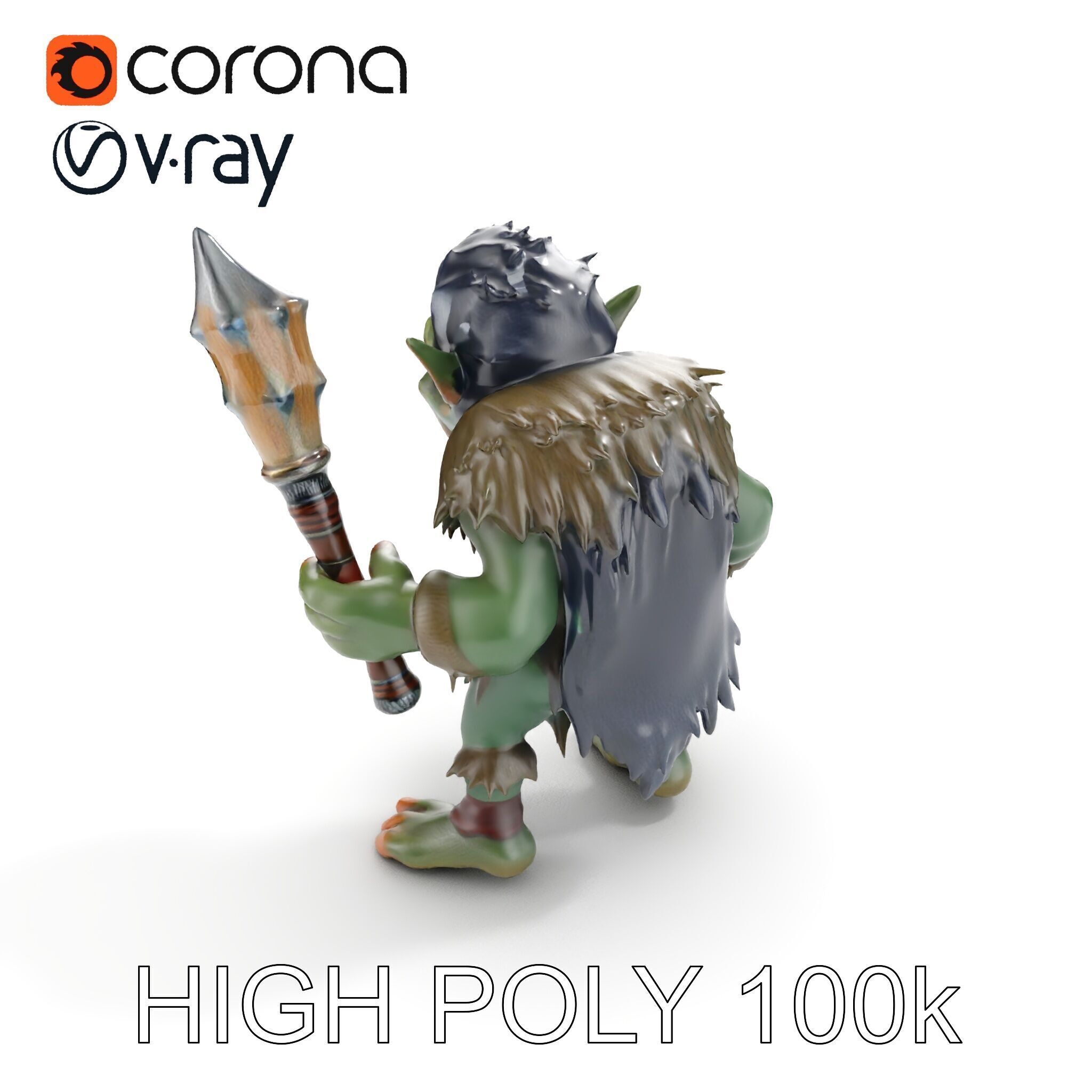 Goblin Warrior Character Model  Rigged and Animated Low-poly 3D model_12