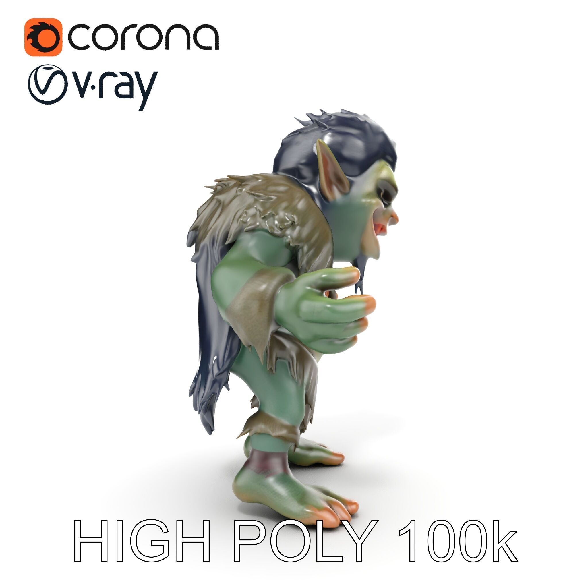 Goblin Warrior Character Model  Rigged and Animated Low-poly 3D model_26