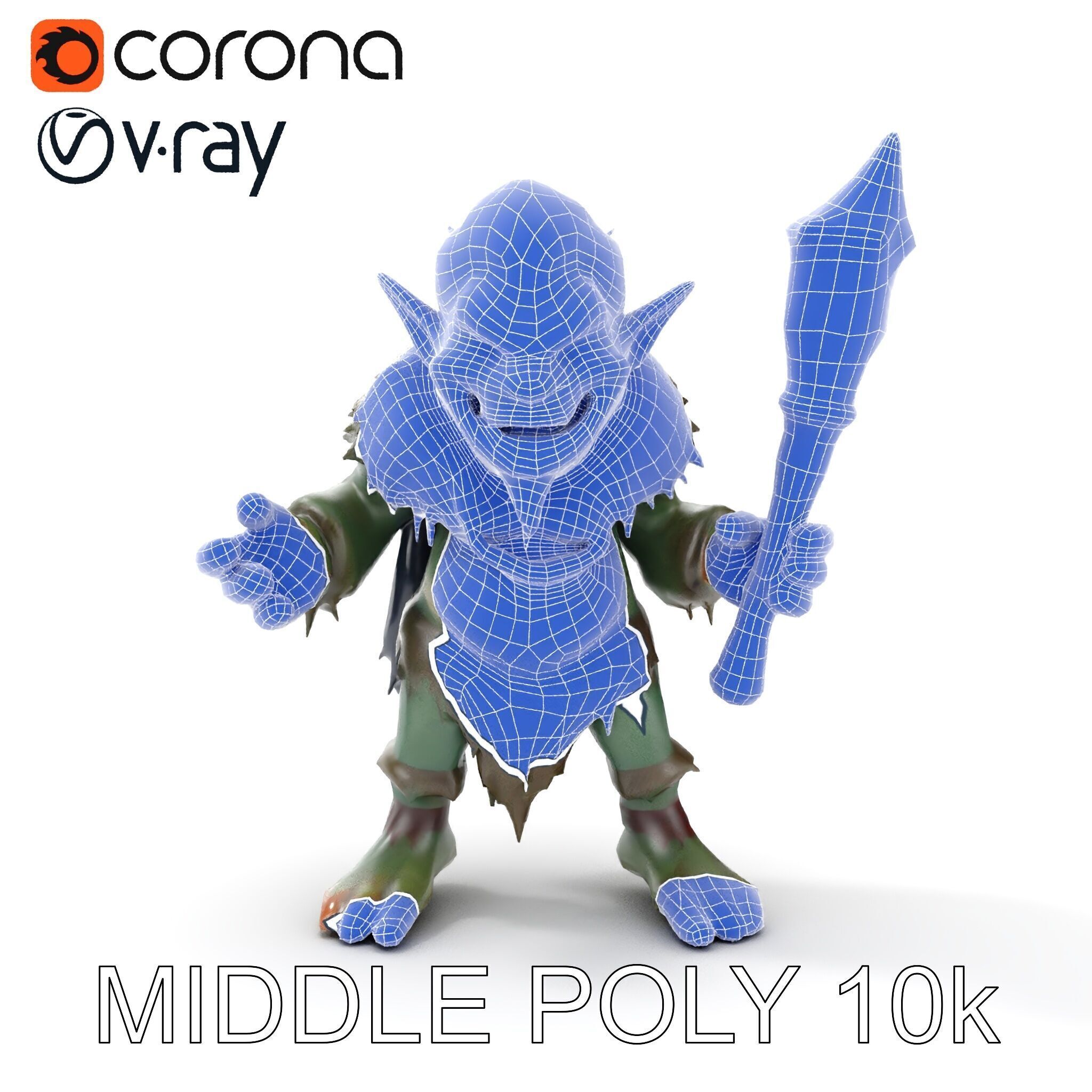 Goblin Warrior Character Model  Rigged and Animated Low-poly 3D model_30