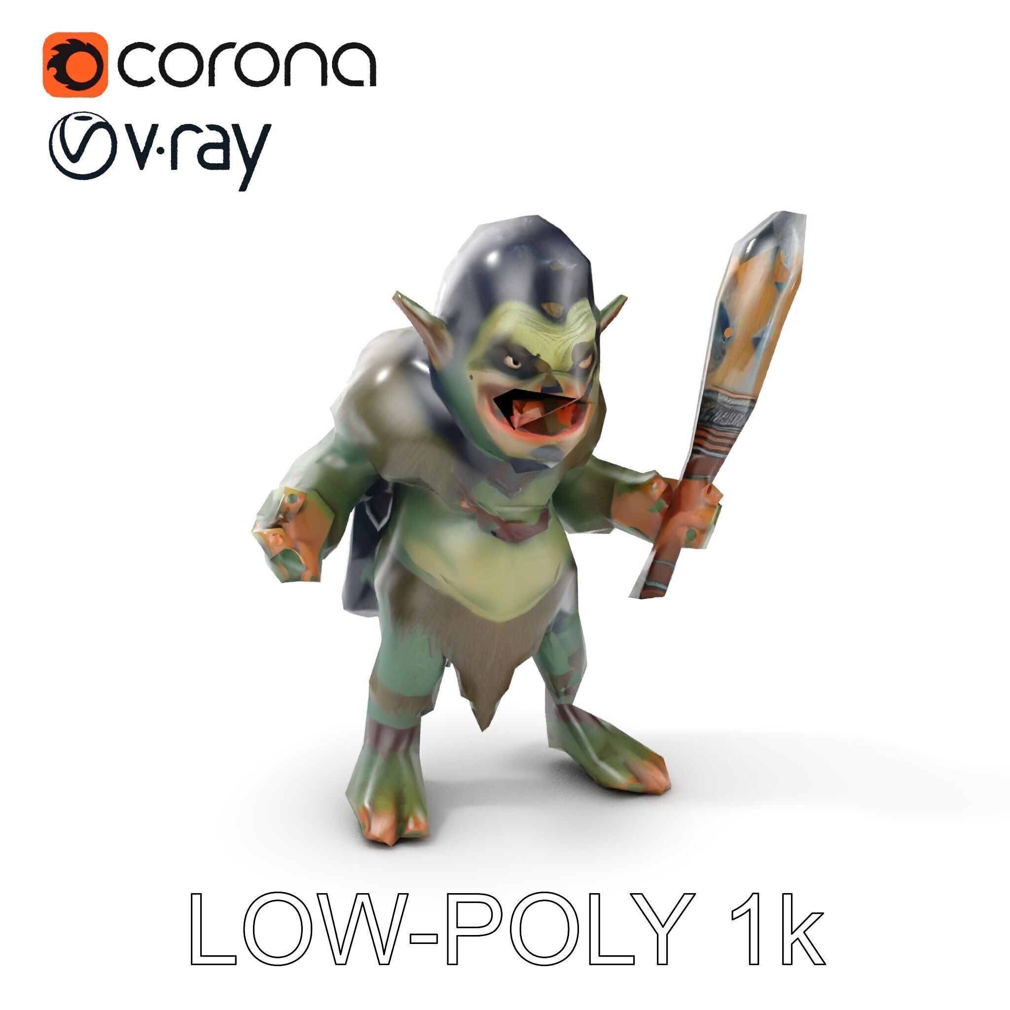 Goblin Warrior Character Model  Rigged and Animated Low-poly 3D model_9