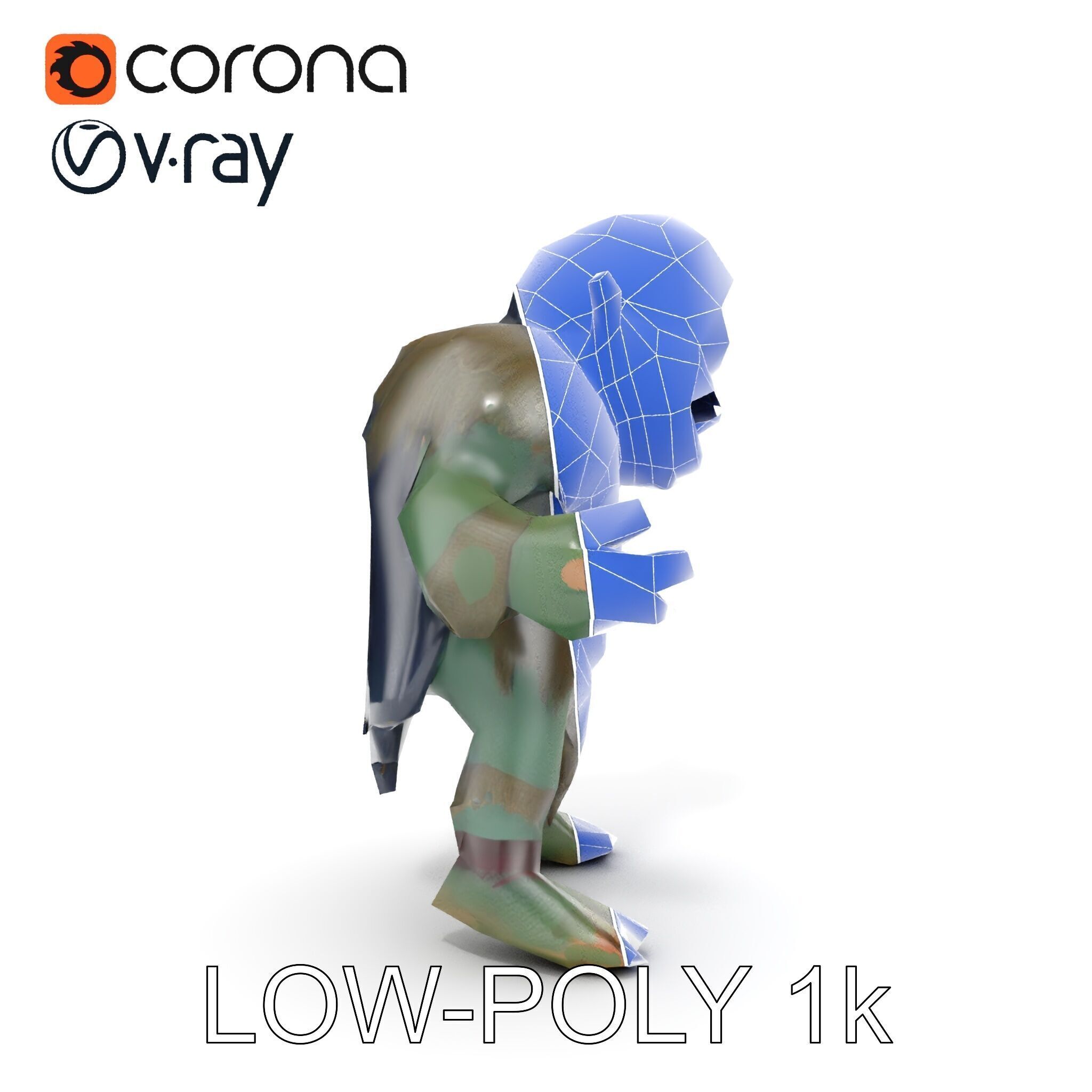 Goblin Warrior Character Model  Rigged and Animated Low-poly 3D model_25